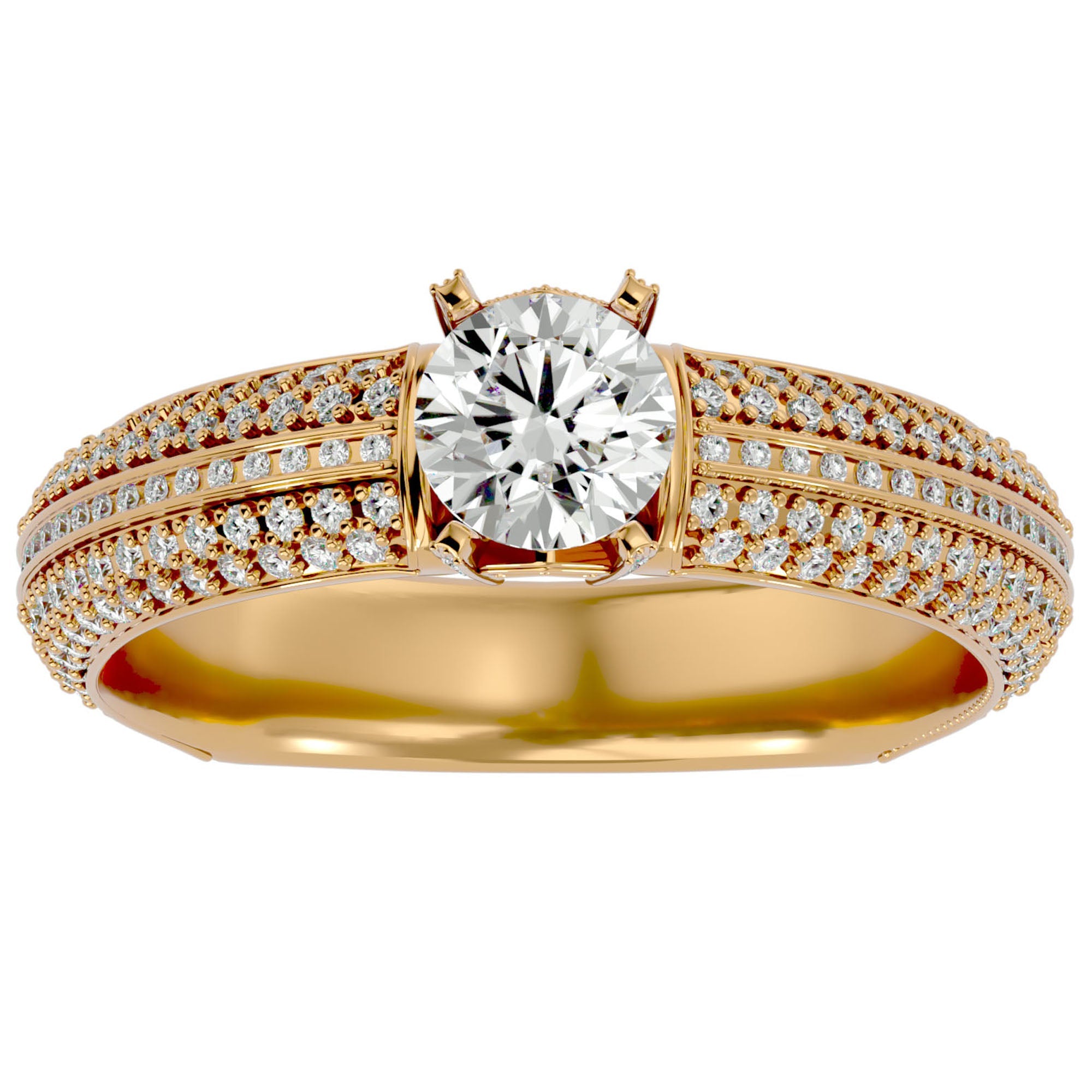 Inel De Logodnă Quatro Pavé din Aur 14k cu Moissanite de 1.01 ct din 14k Aur Galben - Castelo.ro