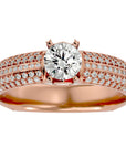Inel De Logodnă Quatro Pavé din Aur 14k cu Moissanite de 1.01 ct din 14k Aur Roz - Castelo.ro