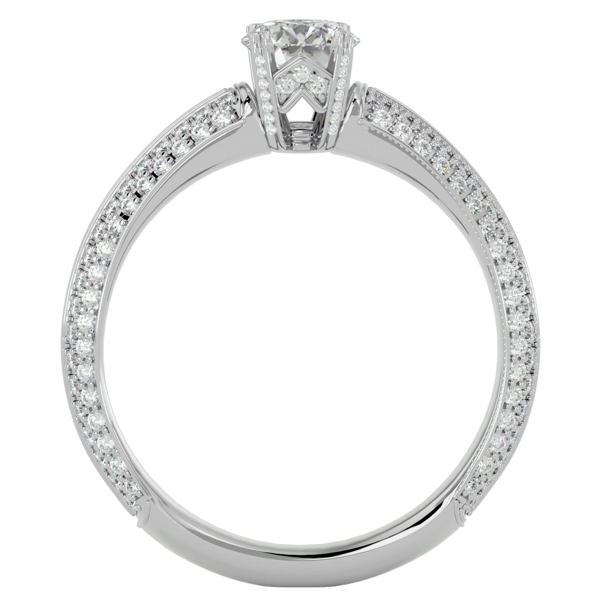 Inel De Logodnă Quatro Pavé cu Moissanite de 1.01 ct din Platina - Castelo.ro