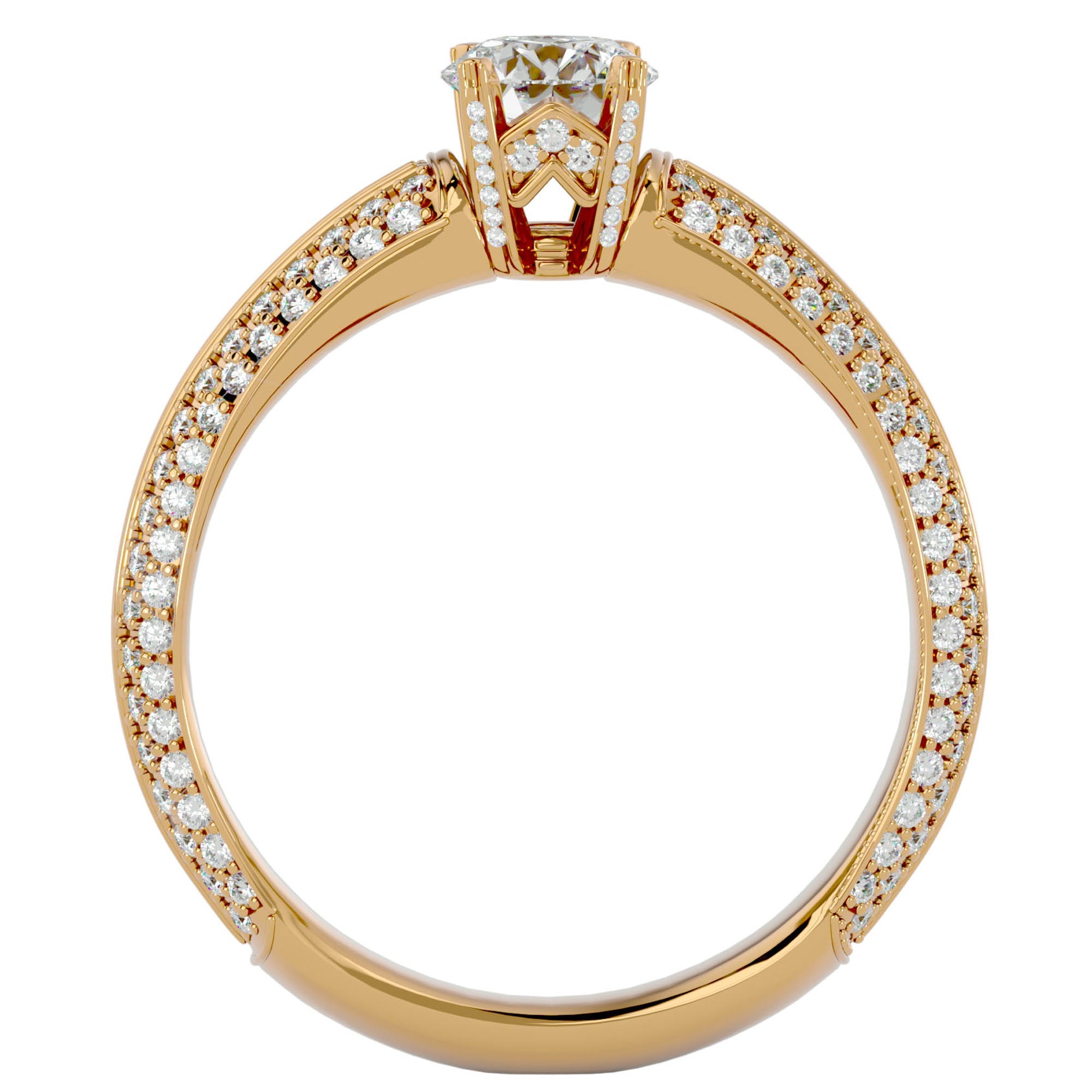 Inel De Logodnă Quatro Pavé din Aur 14k cu Moissanite de 1.01 ct din 14k Aur Galben - Castelo.ro