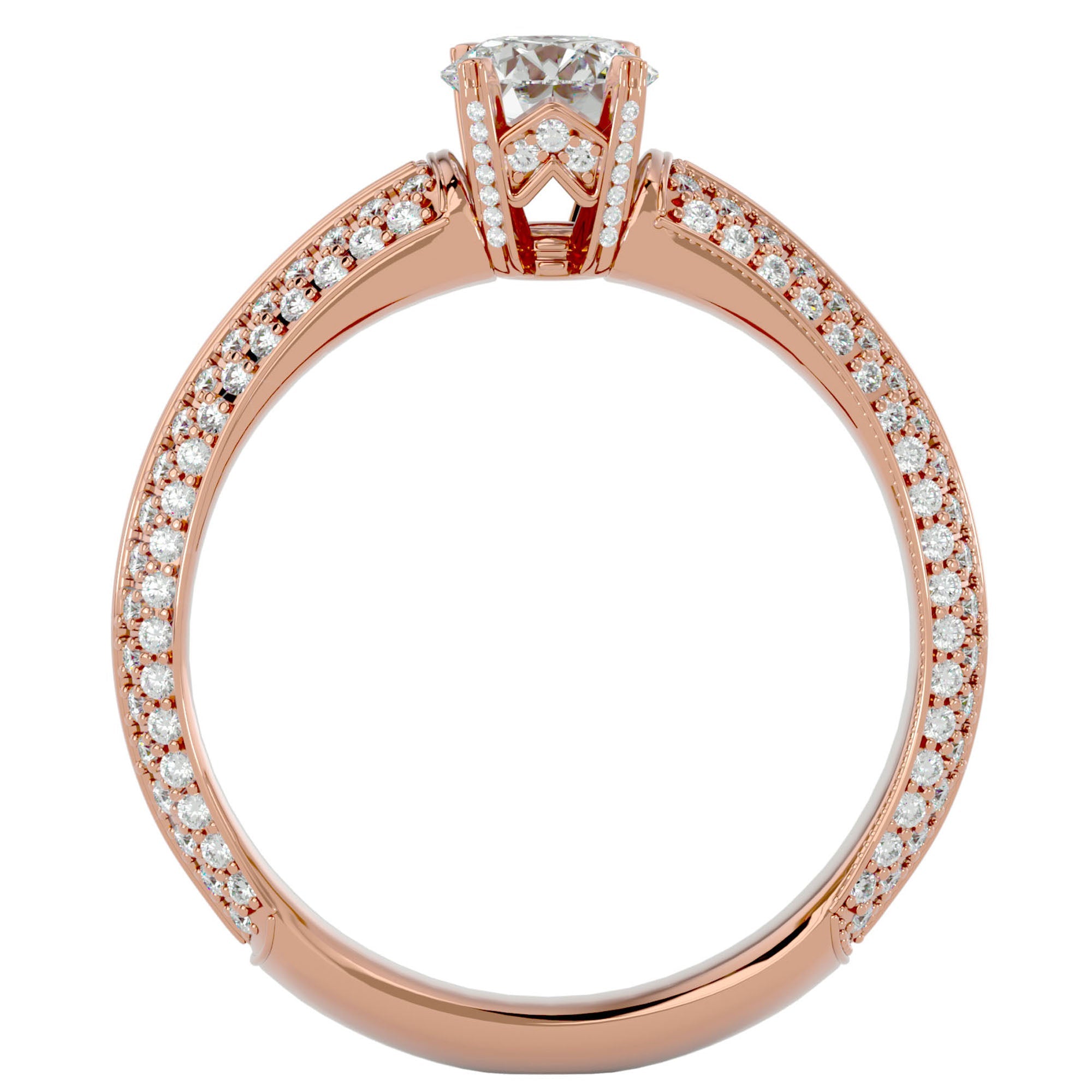 Inel De Logodnă Quatro Pavé din Aur 14k cu Diamante Naturale de 1.01 ct din 14k Aur Roz - Castelo.ro