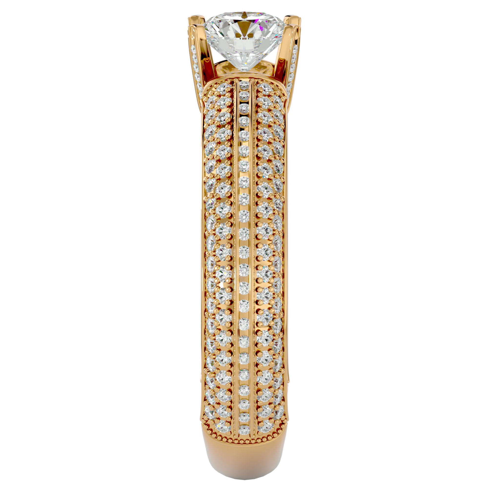 Inel De Logodnă Quatro Pavé din Aur 14k cu Moissanite de 1.01 ct din 14k Aur Galben - Castelo.ro