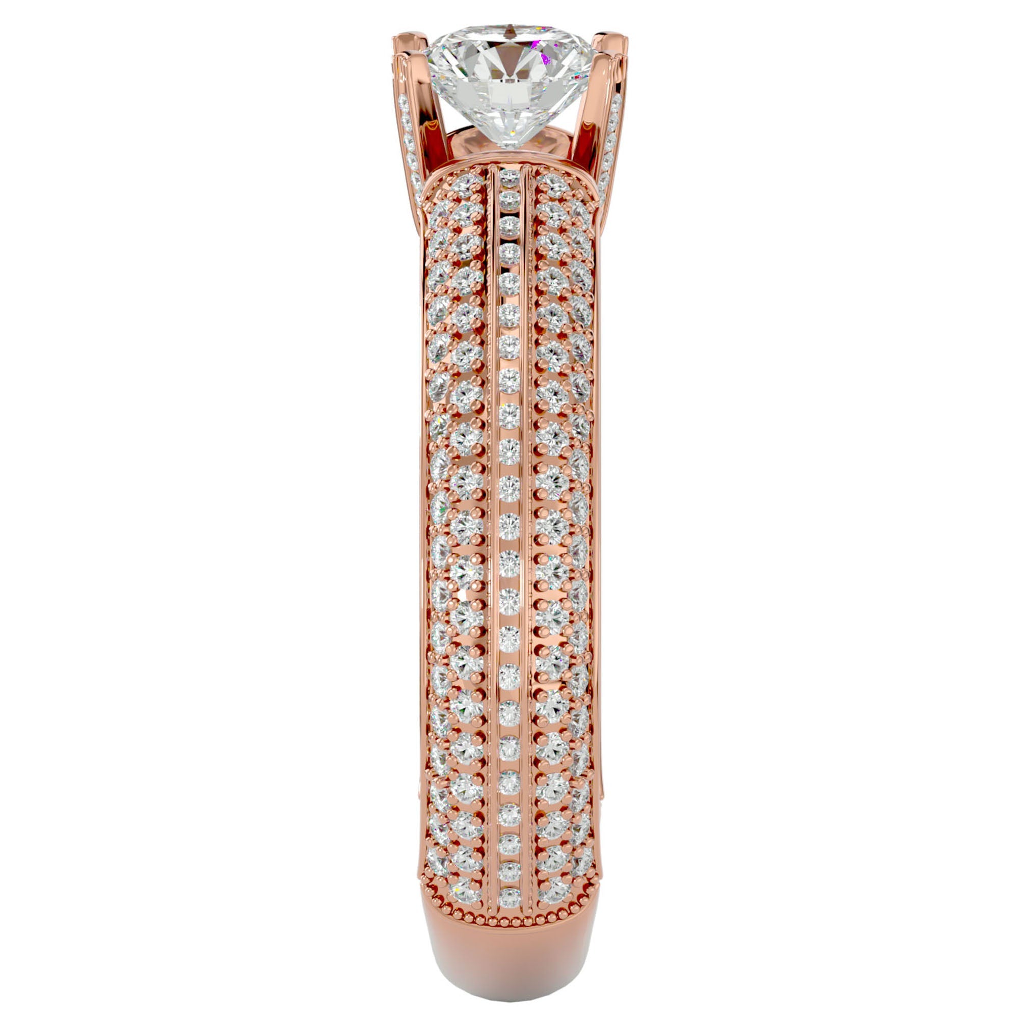 Inel De Logodnă Quatro Pavé din Aur 14k cu Moissanite de 1.01 ct din 14k Aur Roz - Castelo.ro