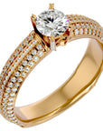 Inel De Logodnă Quatro Pavé din Aur 14k cu Moissanite de 1.01 ct din 14k Aur Galben - Castelo.ro