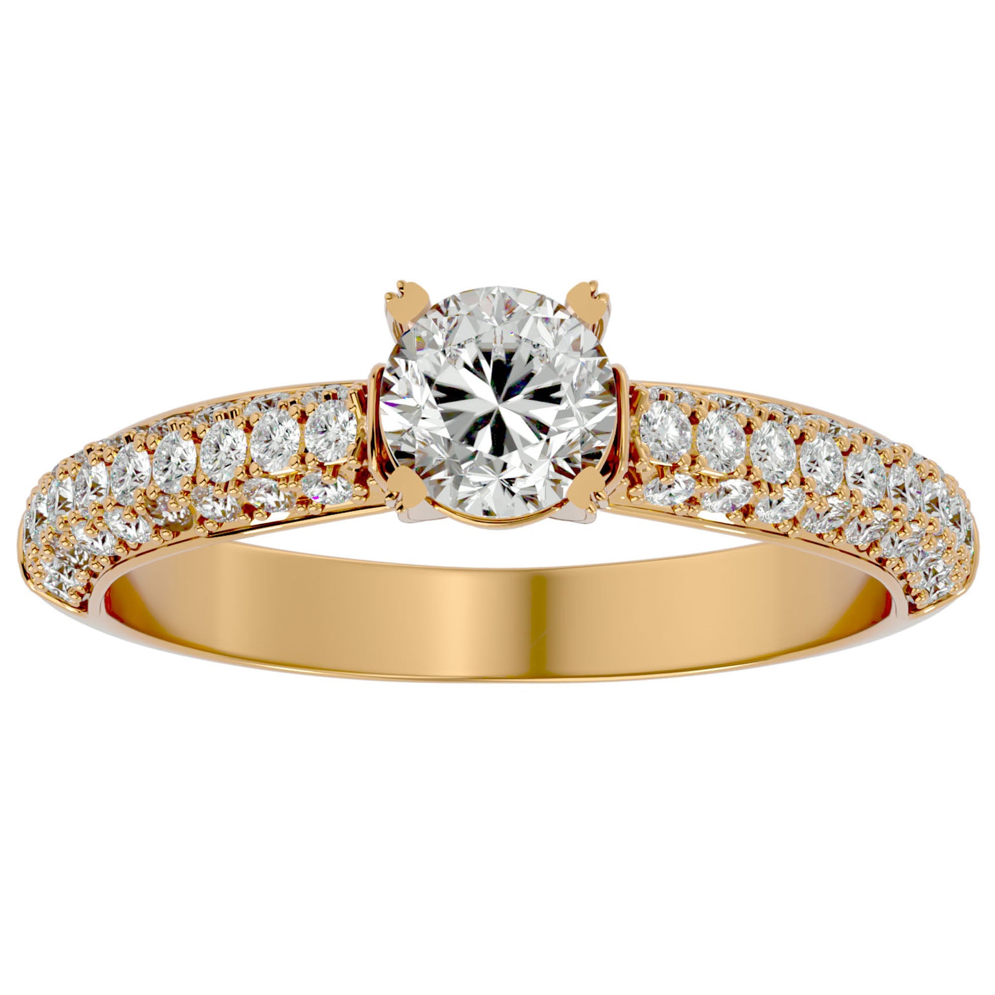 Inel De Logodnă Prospère Pavé cu Diamante Naturale de 1.23 ct din 18k Aur Galben - Castelo.ro