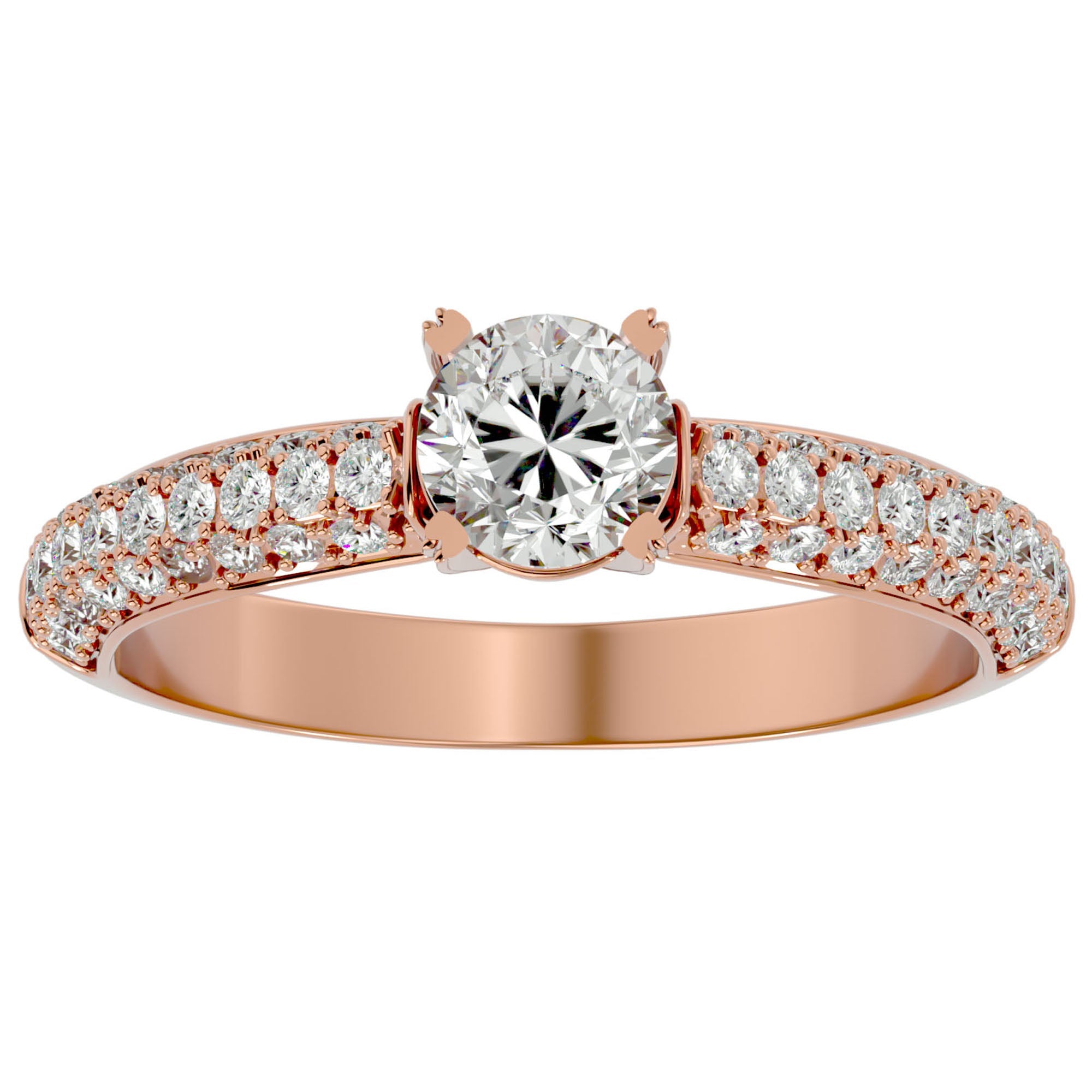 Inel De Logodnă Prospère Pavé cu Diamante Naturale de 1.23 ct din 18k Aur Roz - Castelo.ro