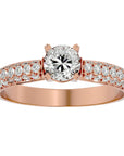 Inel De Logodnă Prospère Pavé din Aur 14k cu Moissanite de 1.23 ct din 14k Aur Roz - Castelo.ro