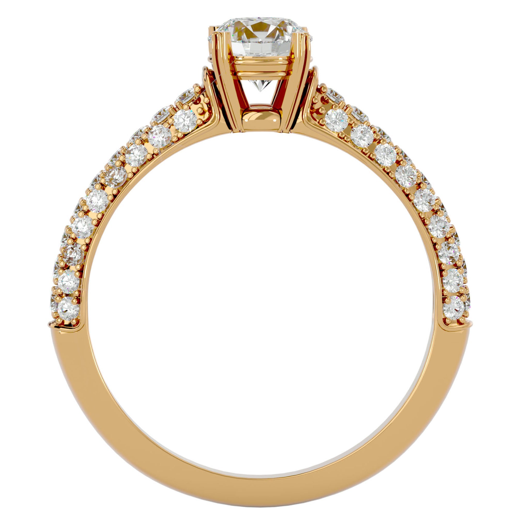 Inel De Logodnă Prospère Pavé cu Diamante Naturale de 1.23 ct din 18k Aur Galben - Castelo.ro