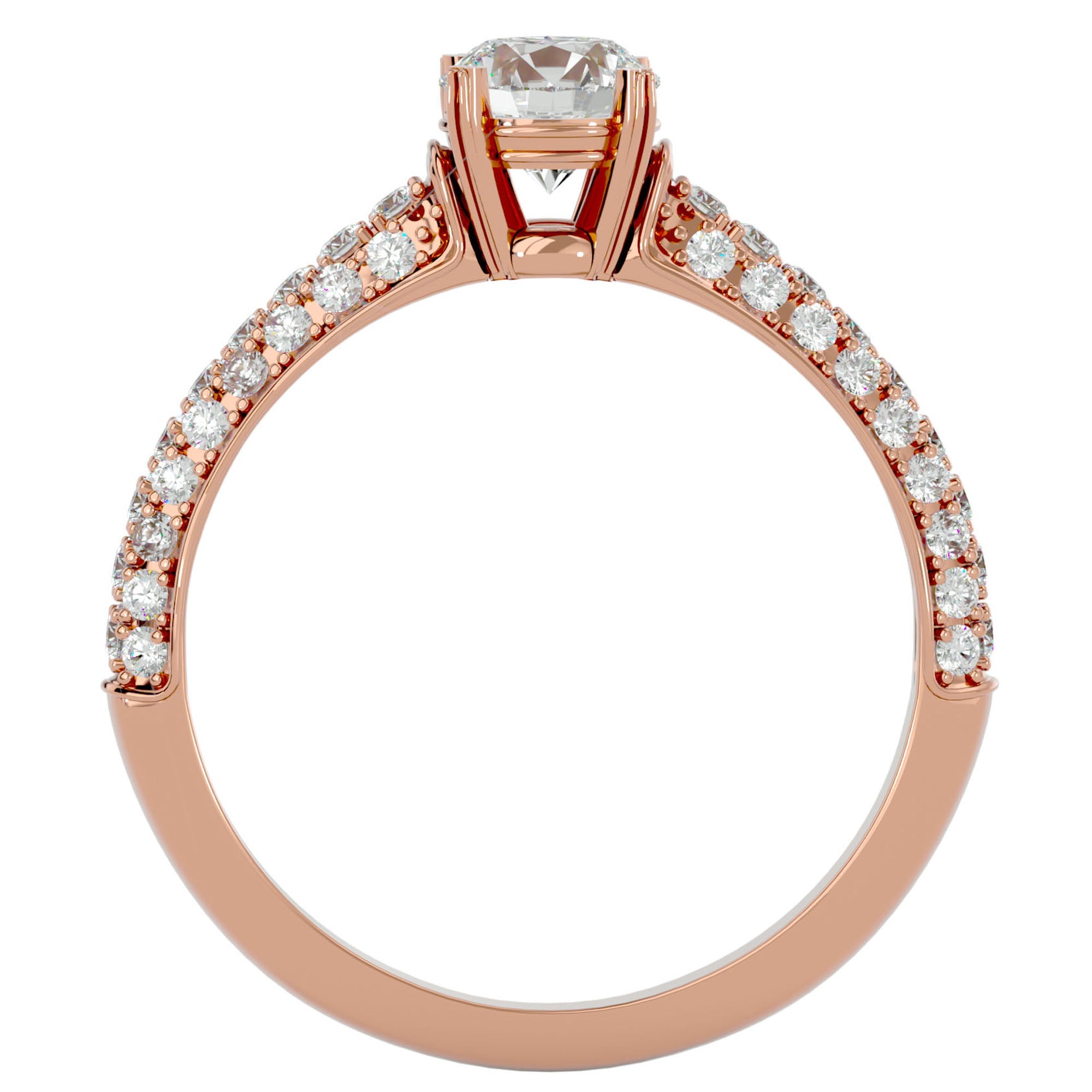 Inel De Logodnă Prospère Pavé cu Diamante Naturale de 1.23 ct din 18k Aur Roz - Castelo.ro