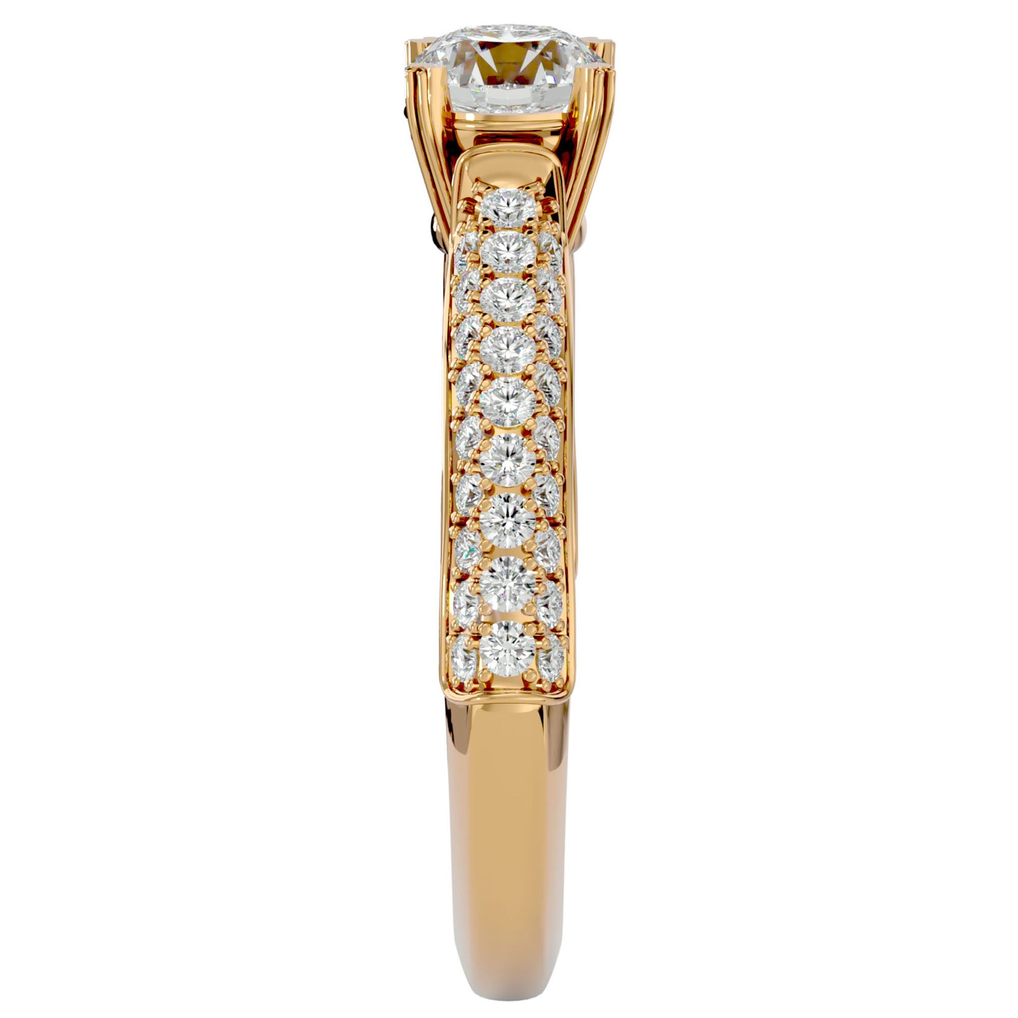 Inel De Logodnă Prospère Pavé din Aur 14k cu Moissanite de 1.23 ct din 14k Aur Galben - Castelo.ro