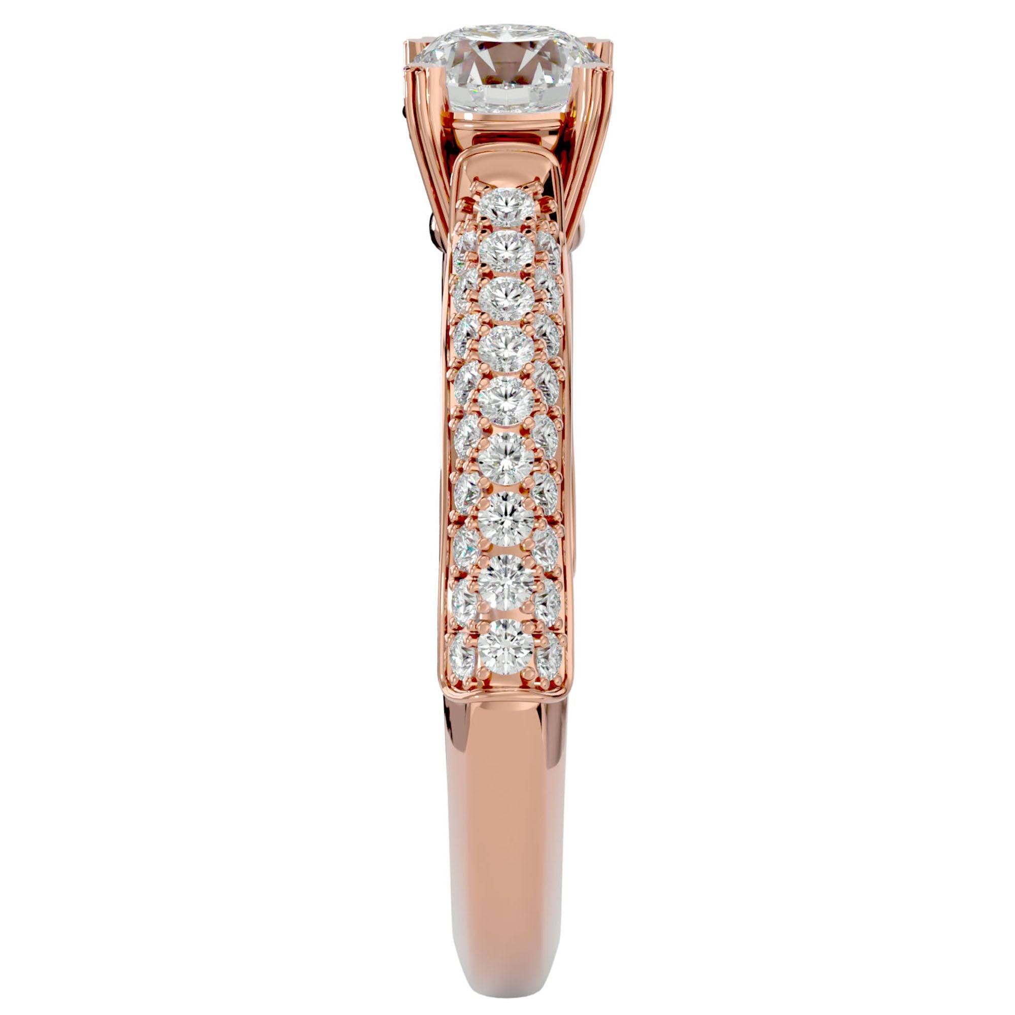 Inel De Logodnă Prospère Pavé din Aur 14k cu Moissanite de 1.23 ct din 14k Aur Roz - Castelo.ro