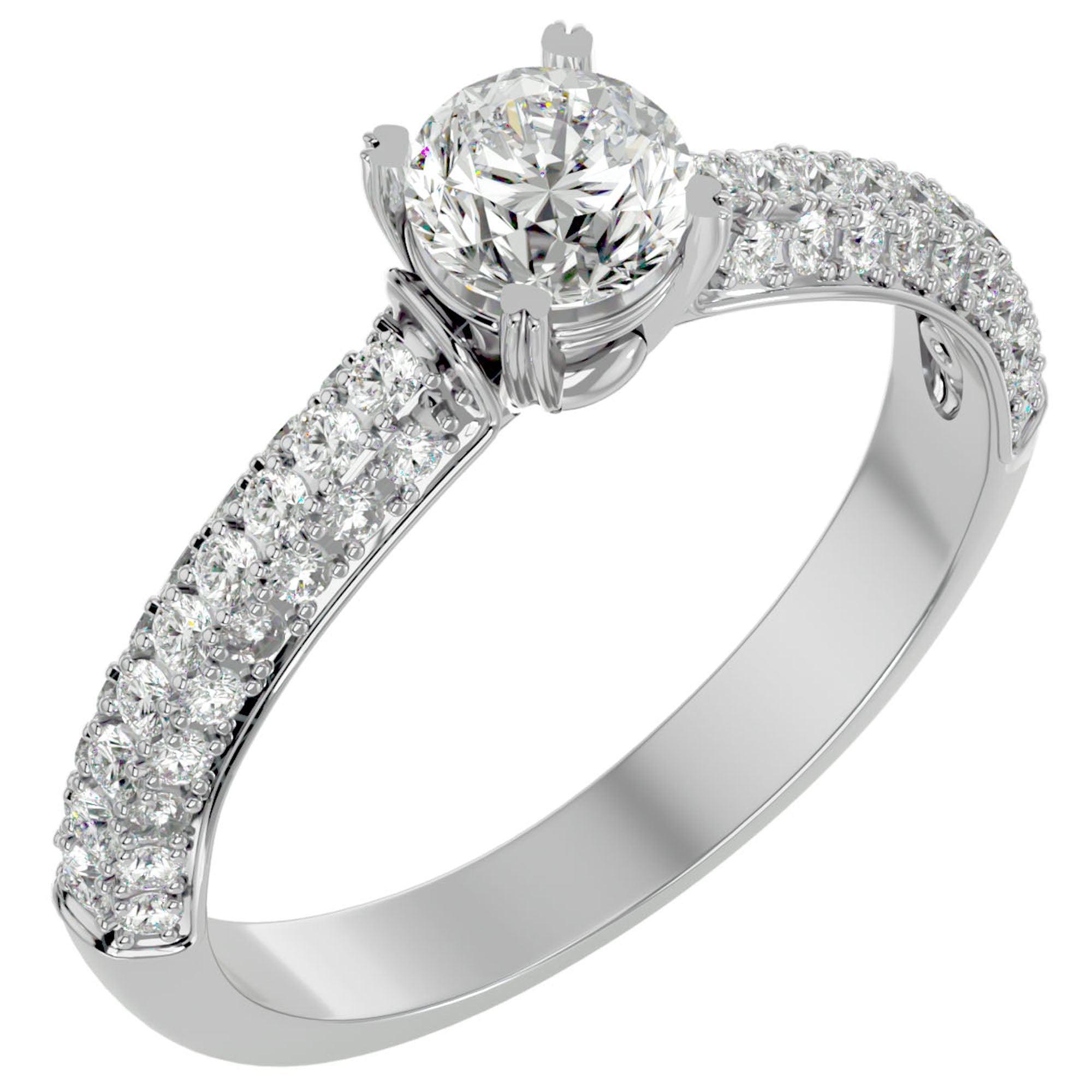 Inel De Logodnă Prospère Pavé cu Diamante Naturale de 1.23 ct din Platina - Castelo.ro
