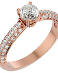 Inel De Logodnă Prospère Pavé din Aur 14k cu Moissanite de 1.23 ct din 14k Aur Roz - Castelo.ro