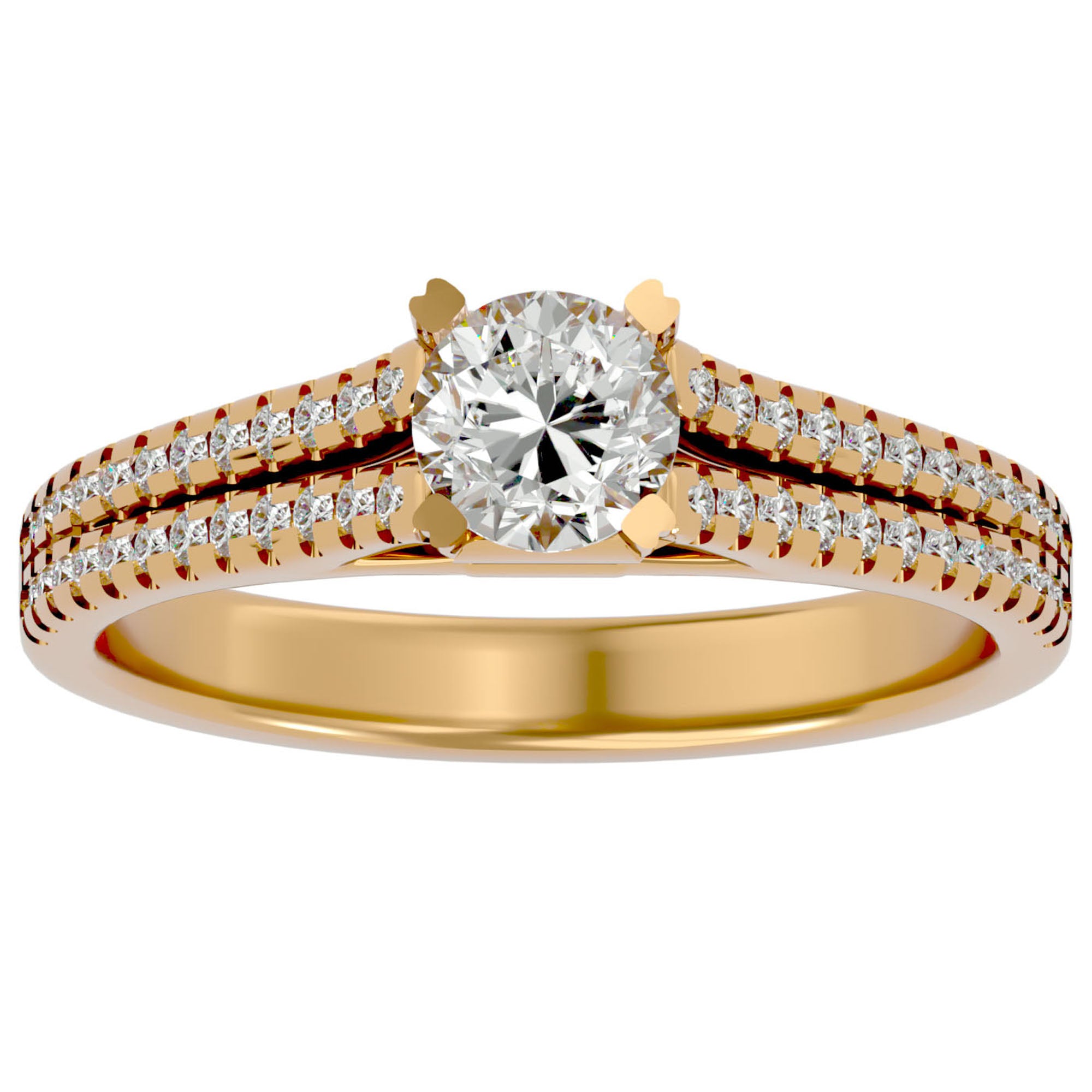 Inel De Logodnă Bellezza Pavé cu Moissanite de 0.94 ct din 18k Aur Galben - Castelo.ro