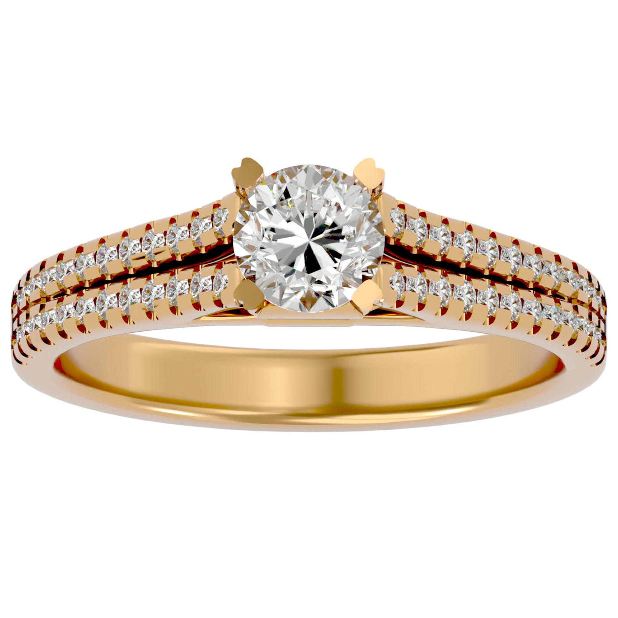 Inel De Logodnă Bellezza Pavé din Aur 14k cu Diamante Naturale de 0.94 ct din 14k Aur Galben - Castelo.ro