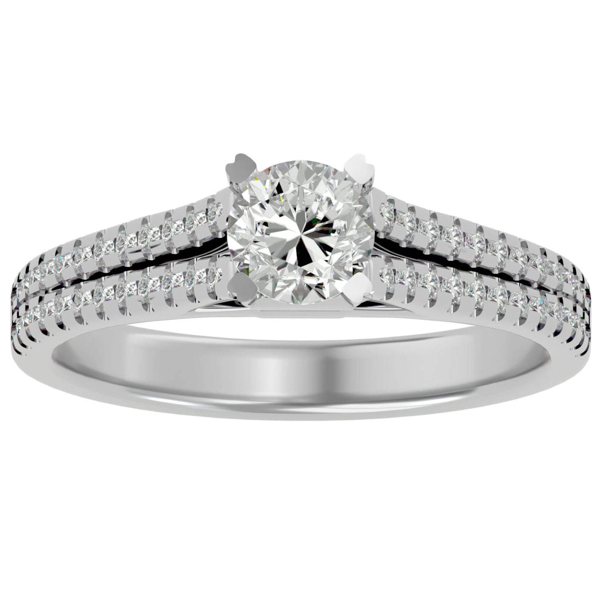 Inel De Logodnă Bellezza Pavé din Aur 14k cu Diamante Naturale de 0.94 ct din 14k Aur Alb - Castelo.ro