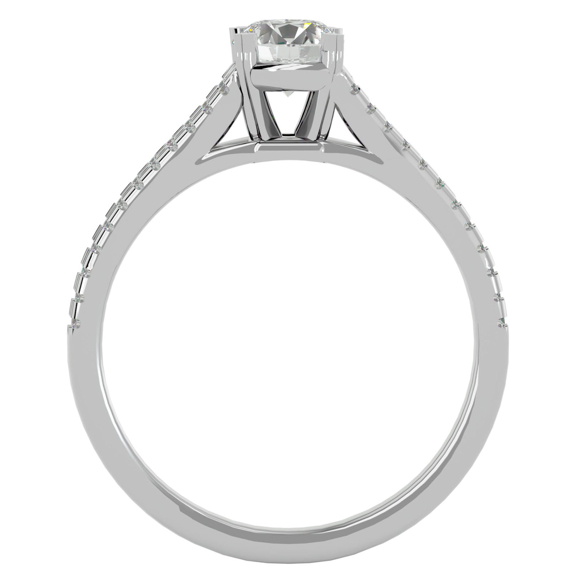 Inel De Logodnă Bellezza Pavé din Aur 14k cu Diamante Naturale de 0.94 ct din 14k Aur Alb - Castelo.ro
