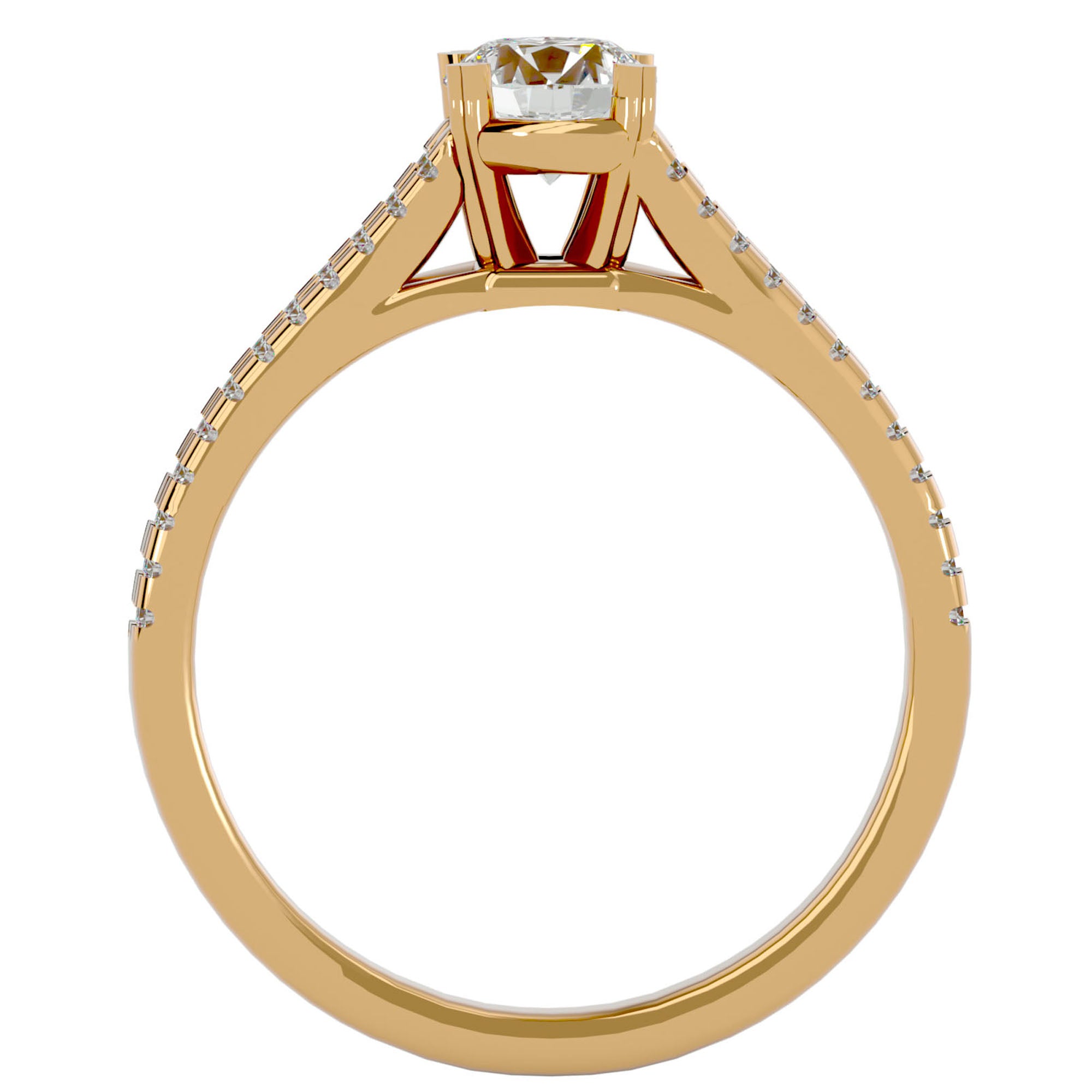 Inel De Logodnă Bellezza Pavé cu Moissanite de 0.94 ct din 18k Aur Galben - Castelo.ro