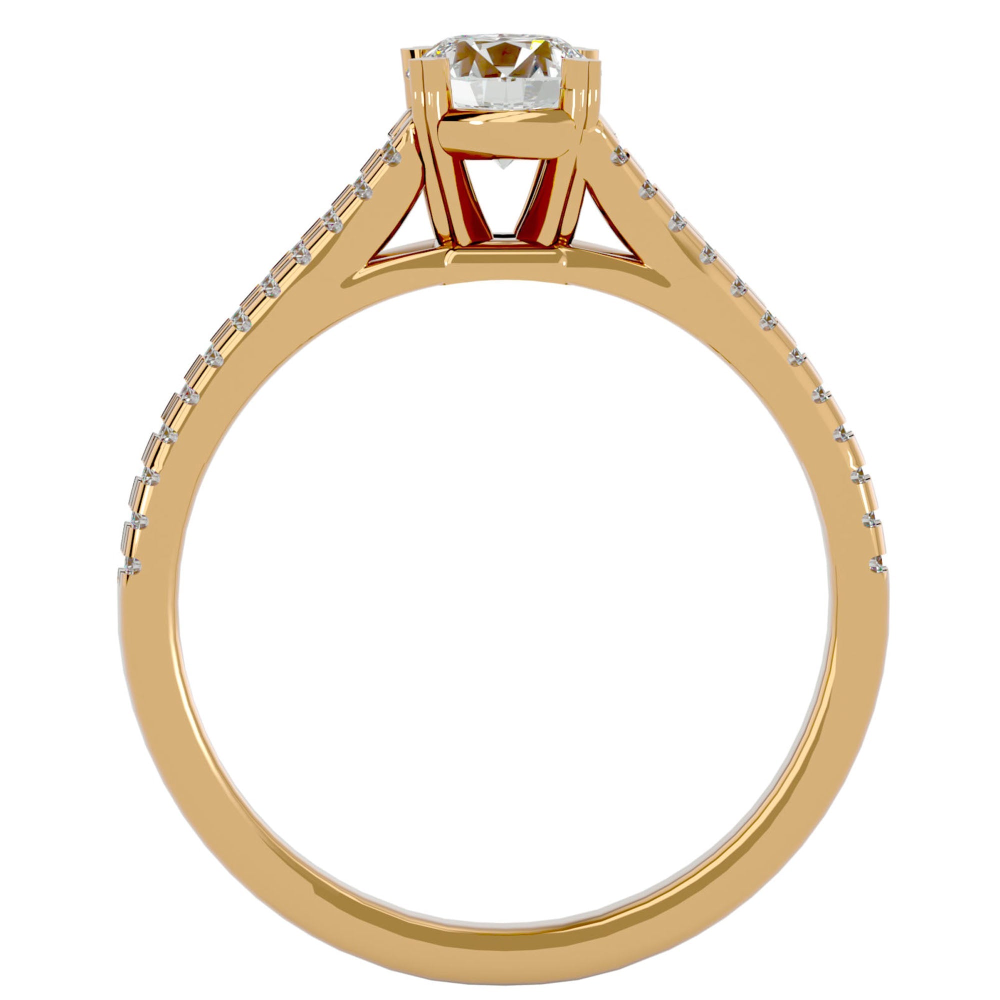 Inel De Logodnă Bellezza Pavé din Aur 14k cu Diamante Naturale de 0.94 ct din 14k Aur Galben - Castelo.ro