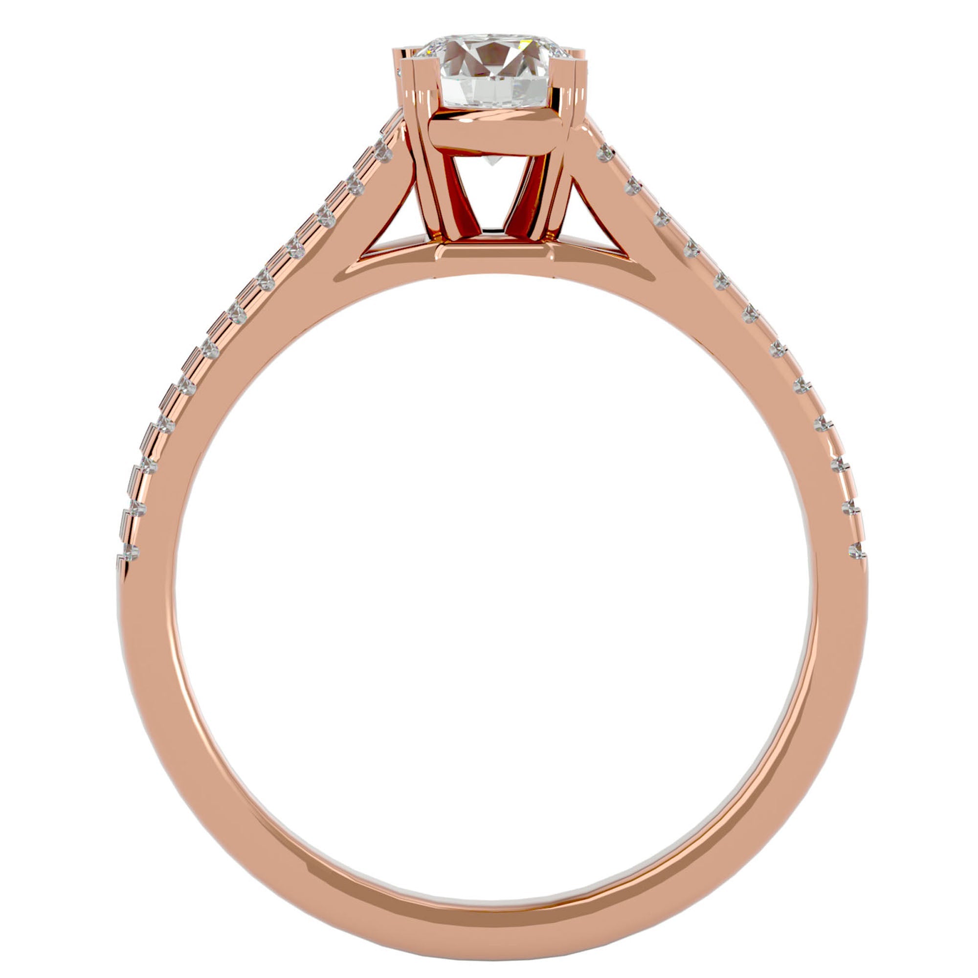 Inel De Logodnă Bellezza Pavé din Aur 14k cu Diamante Naturale de 0.94 ct din 14k Aur Roz - Castelo.ro