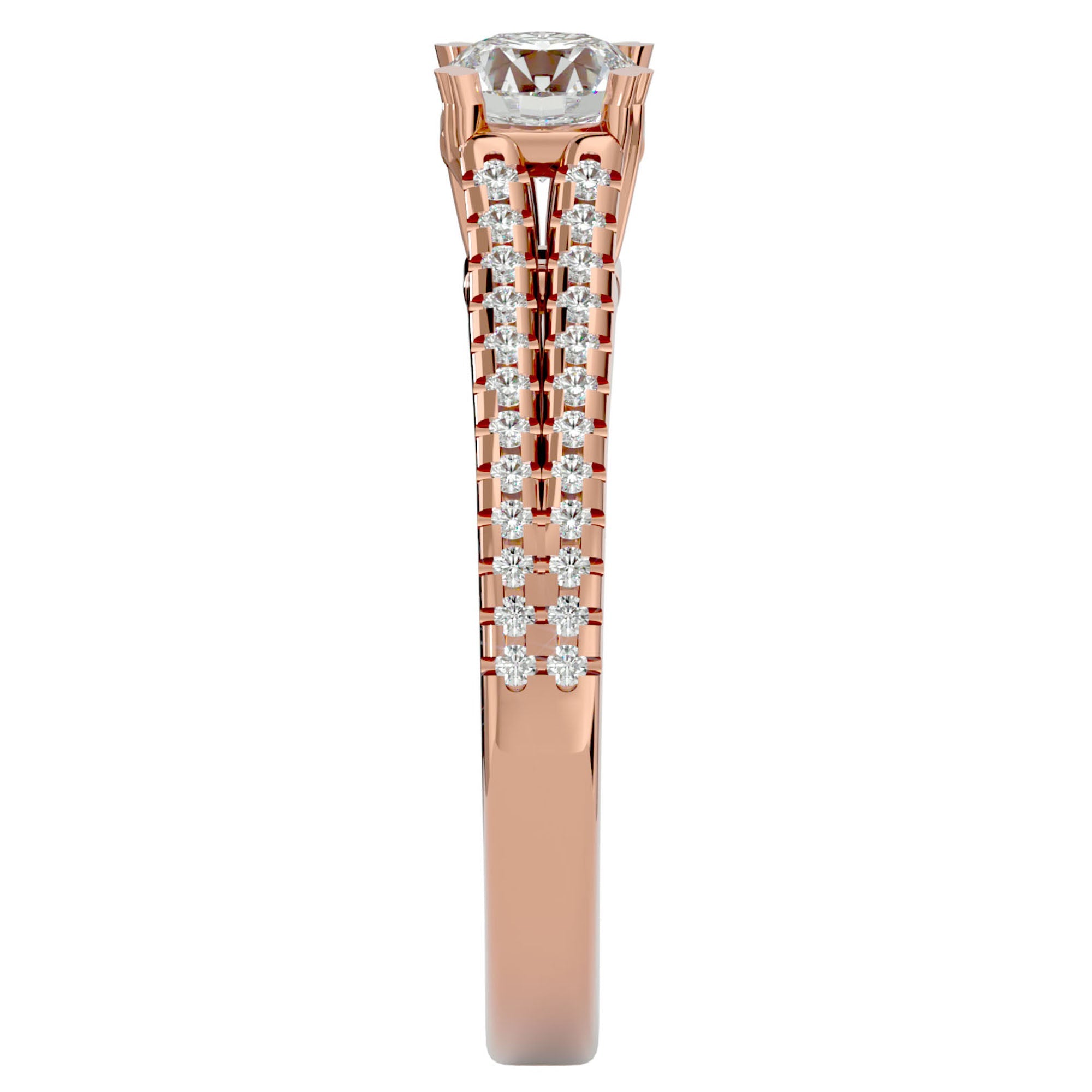 Inel De Logodnă Bellezza Pavé din Aur 14k cu Diamante Naturale de 0.94 ct din 14k Aur Roz - Castelo.ro
