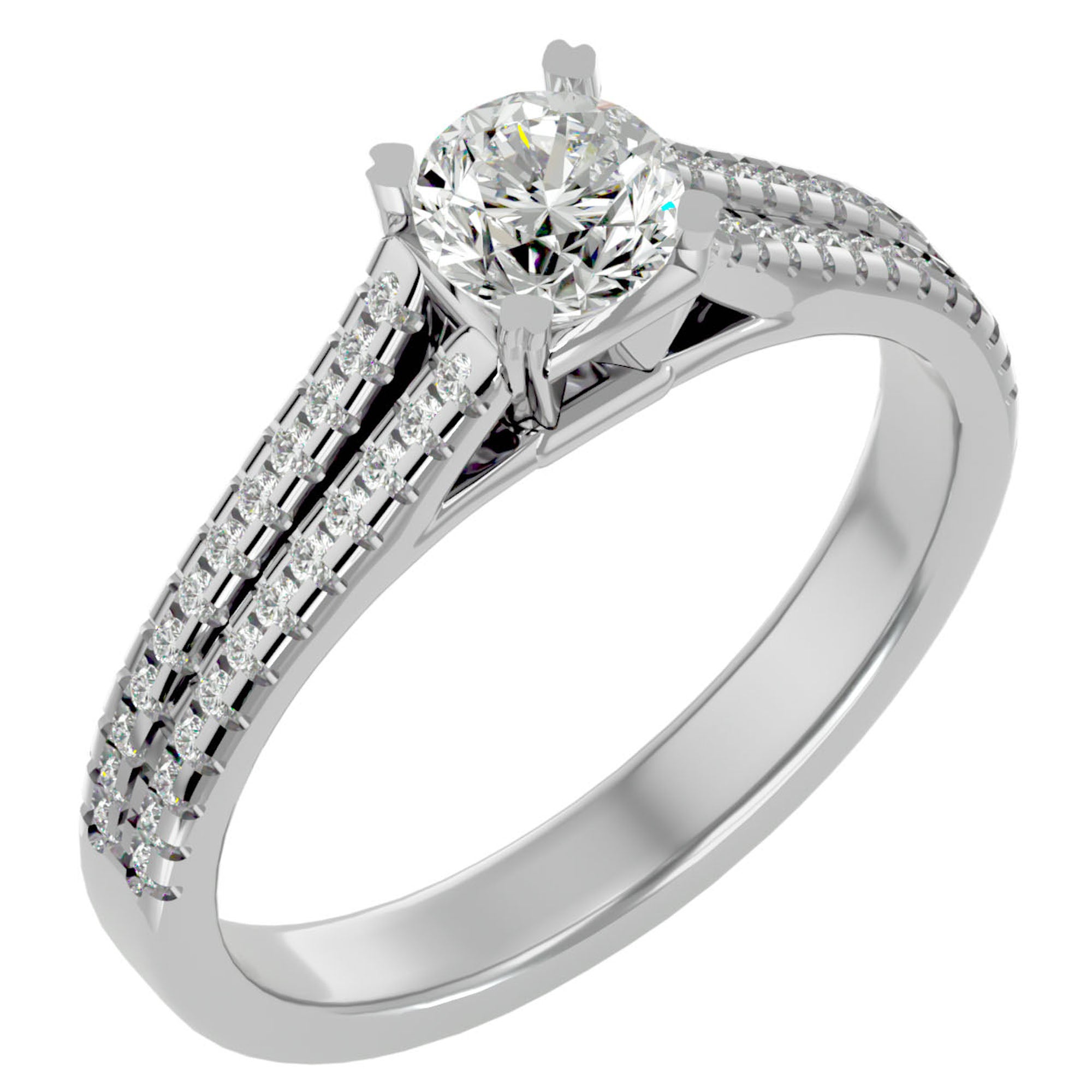 Inel De Logodnă Bellezza Pavé cu Moissanite de 0.94 ct din Platina - Castelo.ro