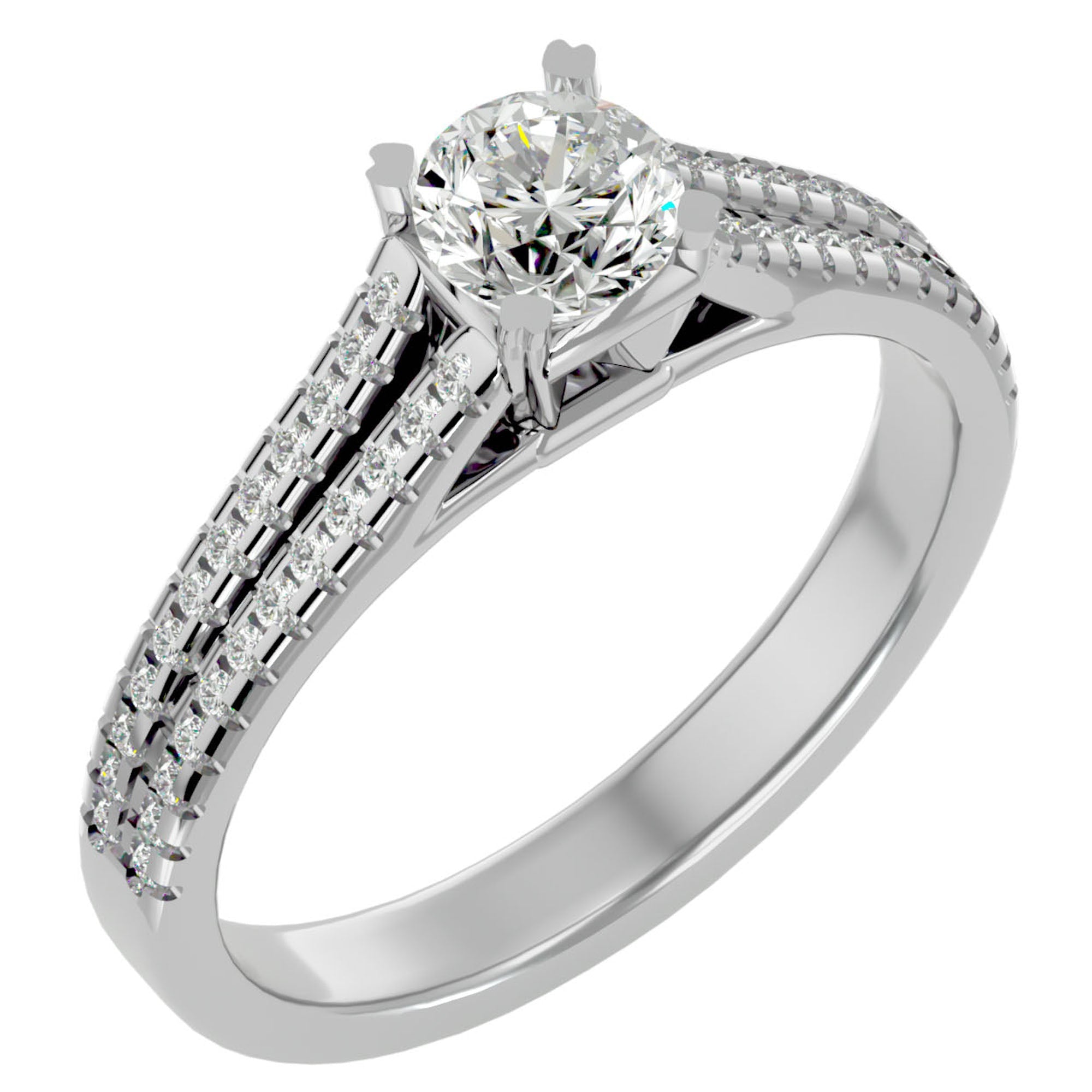 Inel De Logodnă Bellezza Pavé din Aur 14k cu Diamante Naturale de 0.94 ct din 14k Aur Alb - Castelo.ro