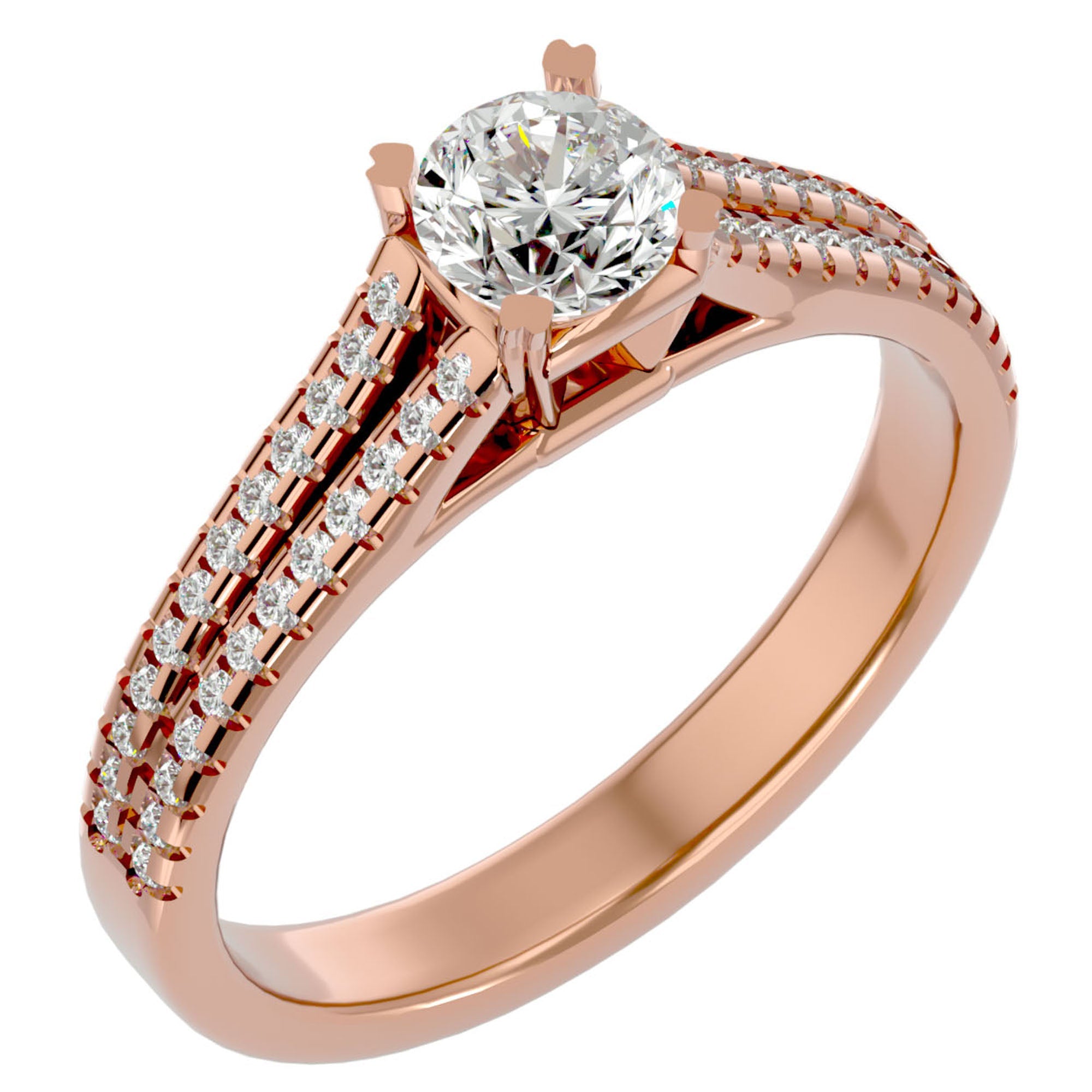 Inel De Logodnă Bellezza Pavé din Aur 14k cu Diamante Naturale de 0.94 ct din 14k Aur Roz - Castelo.ro