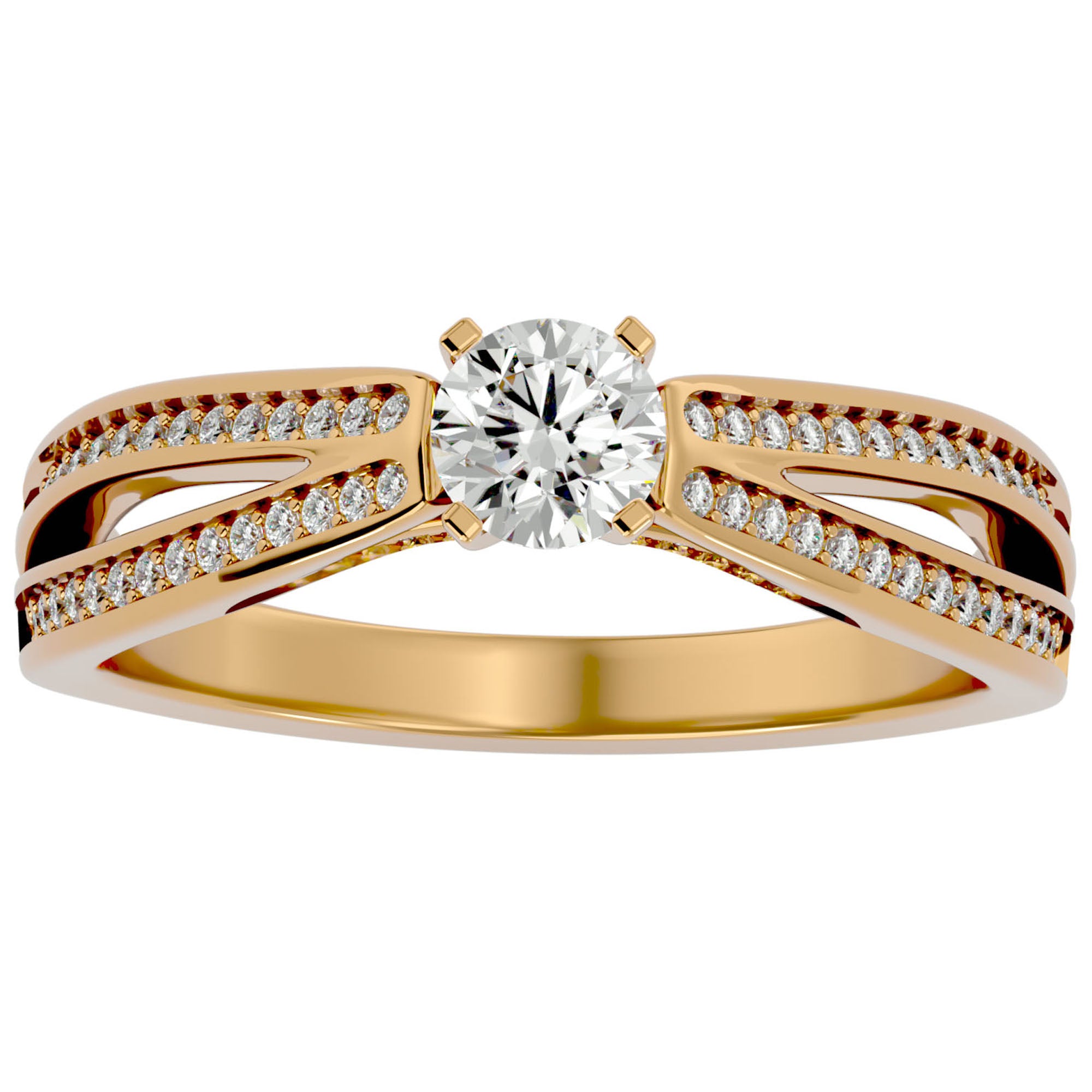 Inel De Logodnă Eleganza Pavé cu Diamante Create în Laborator de 0.65 ct din 18k Aur Galben - Castelo.ro