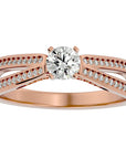 Inel De Logodnă Eleganza Pavé din Aur 14k cu Moissanite de 0.65 ct din 14k Aur Roz - Castelo.ro