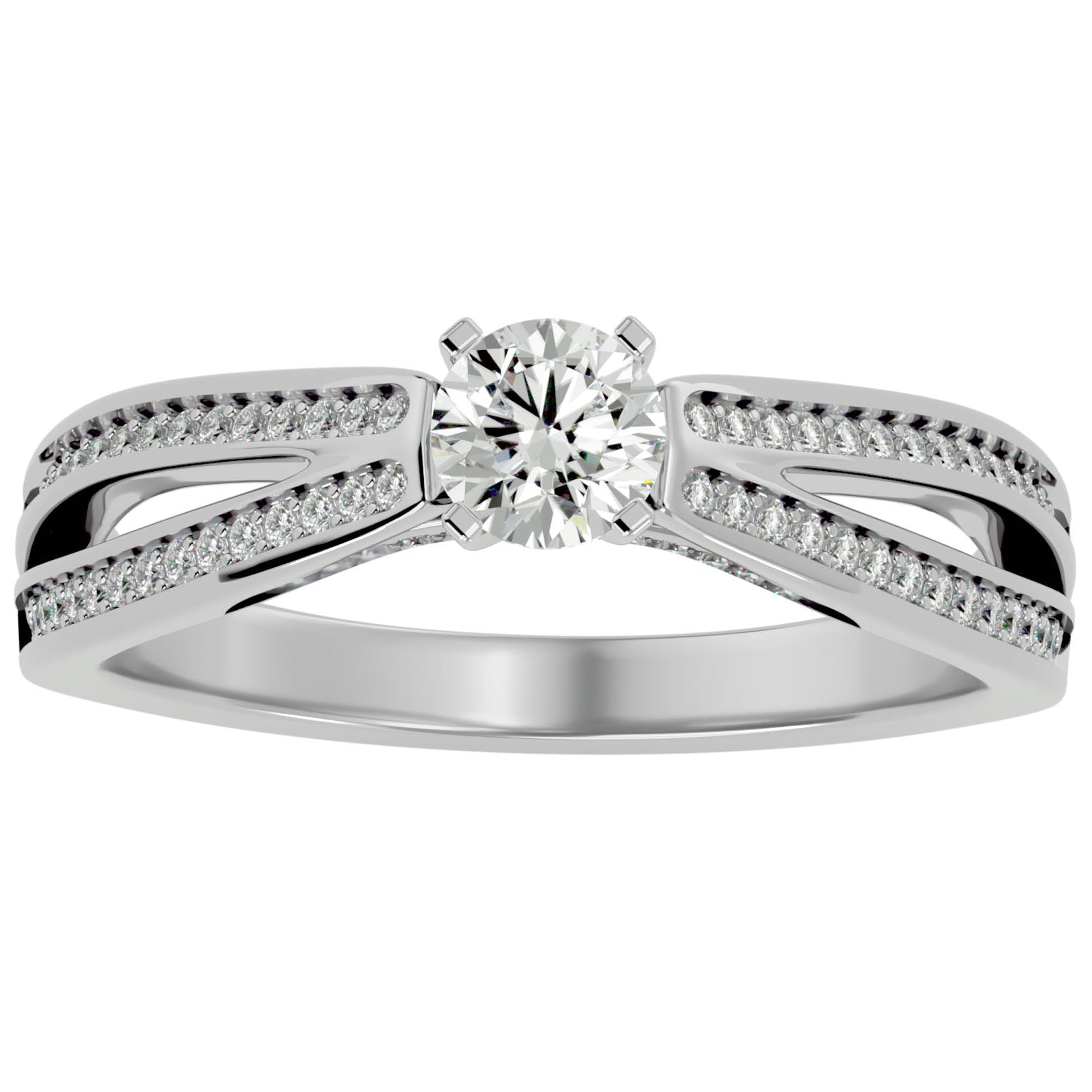 Inel De Logodnă Eleganza Pavé cu Diamante Naturale de 0.65 ct din Platina - Castelo.ro