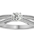Inel De Logodnă Eleganza Pavé din Aur 14k cu Diamante Create în Laborator de 0.65 ct din 14k Aur Alb - Castelo.ro