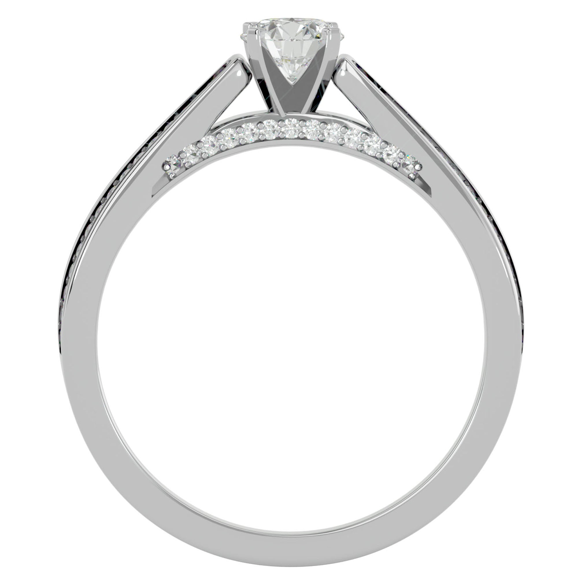 Inel De Logodnă Eleganza Pavé cu Moissanite de 0.65 ct din Platina - Castelo.ro