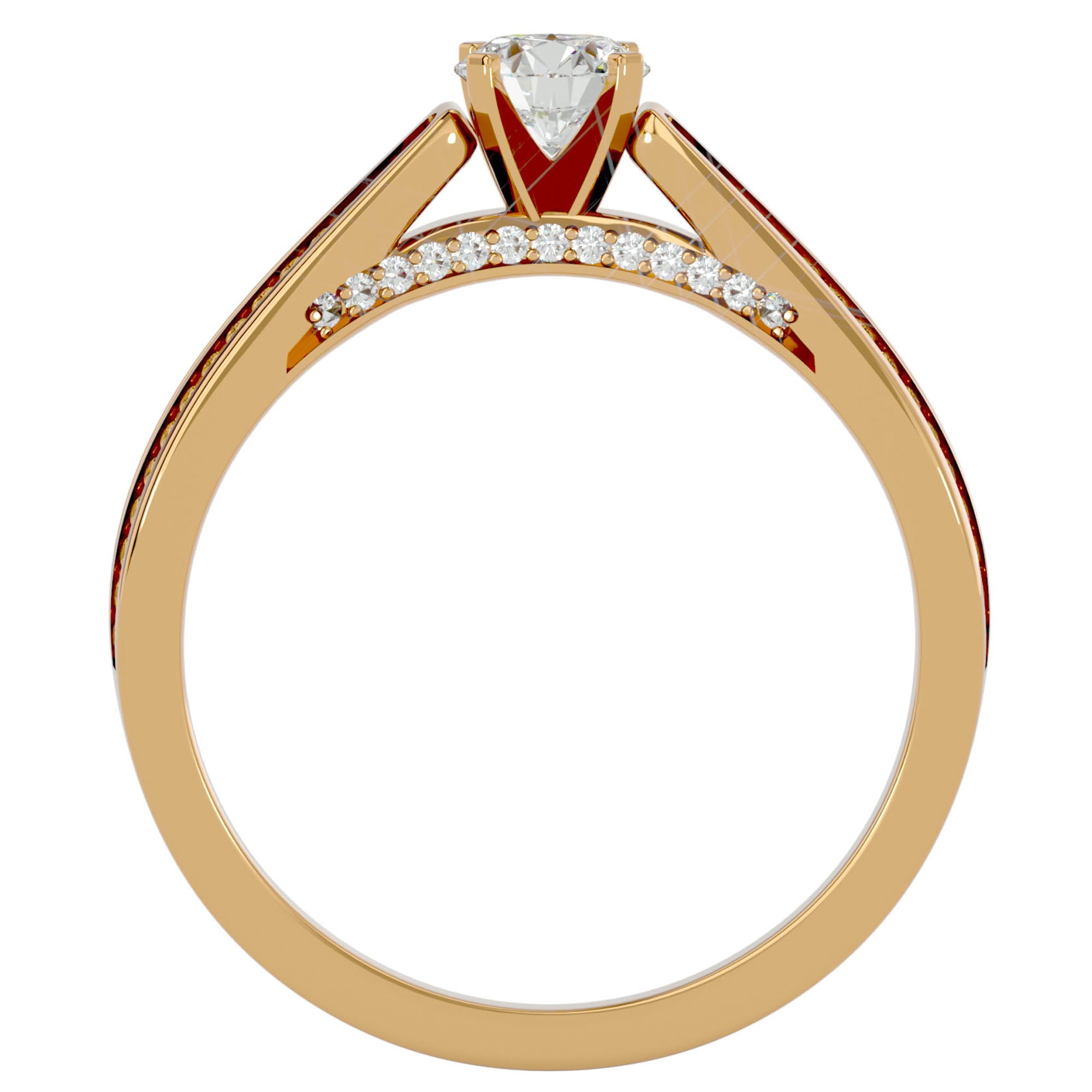 Inel De Logodnă Eleganza Pavé din Aur 14k cu Moissanite de 0.65 ct din 14k Aur Galben - Castelo.ro