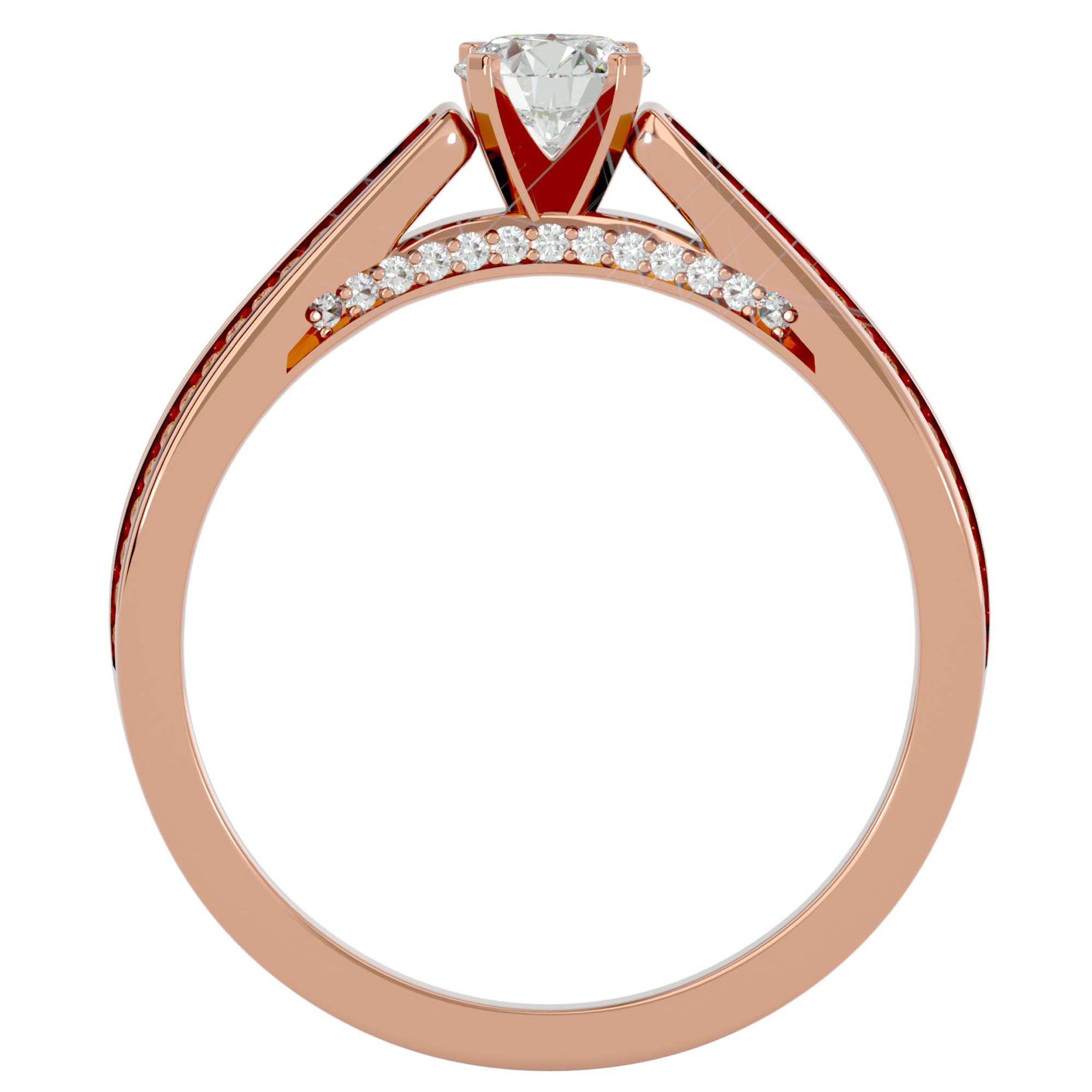 Inel De Logodnă Eleganza Pavé din Aur 14k cu Diamante Create în Laborator de 0.65 ct din 14k Aur Roz - Castelo.ro