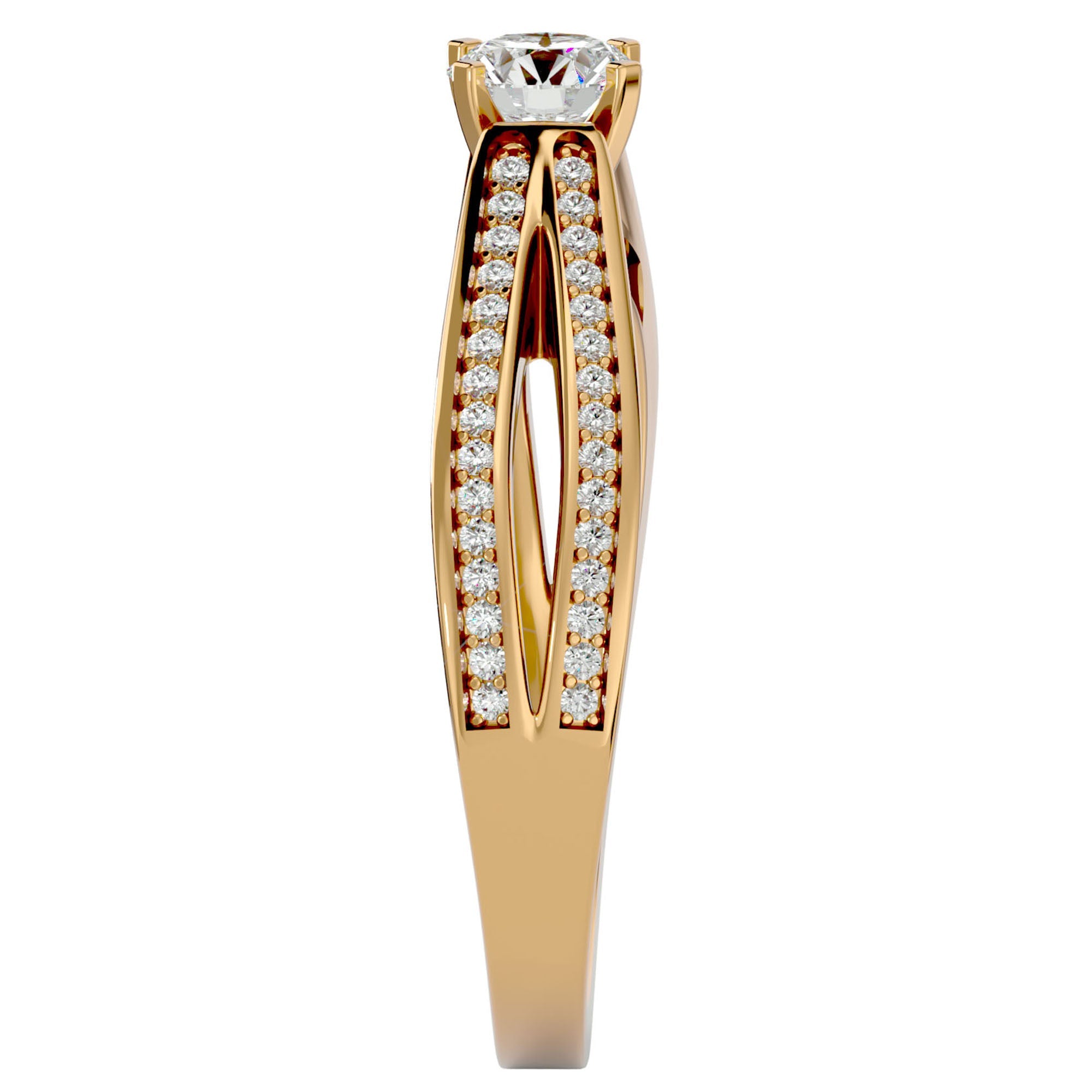 Inel De Logodnă Eleganza Pavé din Aur 14k cu Diamante Create în Laborator de 0.65 ct din 14k Aur Galben - Castelo.ro