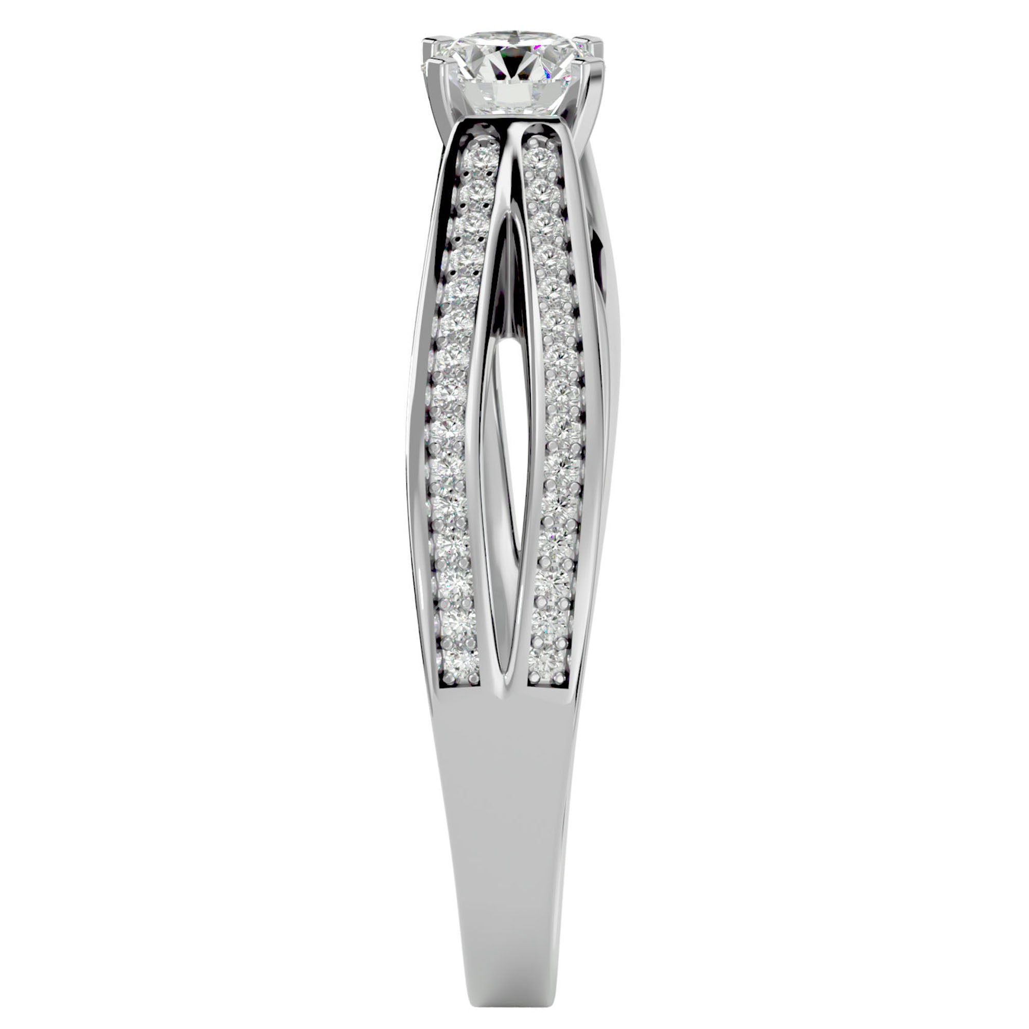 Inel De Logodnă Eleganza Pavé cu Moissanite de 0.65 ct din Platina - Castelo.ro