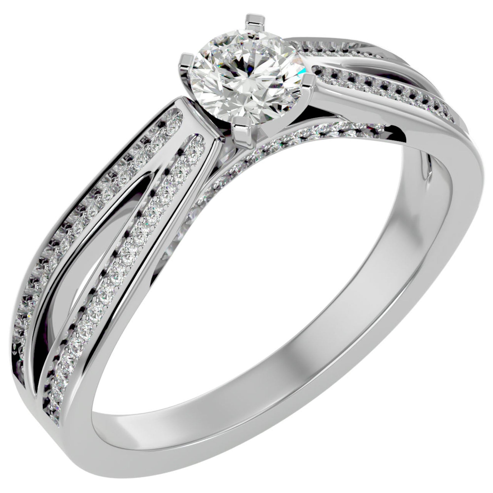 Inel De Logodnă Eleganza Pavé cu Diamante Naturale de 0.65 ct din Platina - Castelo.ro