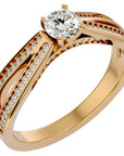 Inel De Logodnă Eleganza Pavé din Aur 14k cu Diamante Naturale de 0.65 ct din 14k Aur Galben - Castelo.ro