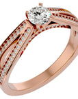 Inel De Logodnă Eleganza Pavé din Aur 14k cu Moissanite de 0.65 ct din 14k Aur Roz - Castelo.ro