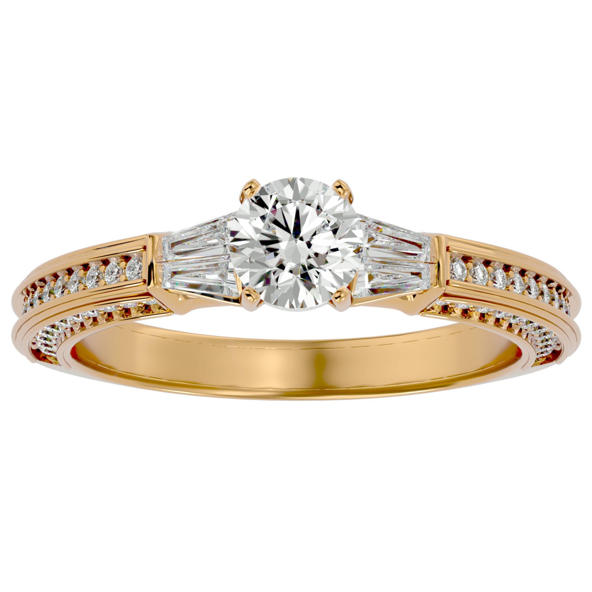 Inel De Logodnă Prestige Pavé cu Moissanite de 1.04 ct din 18k Aur Galben - Castelo.ro