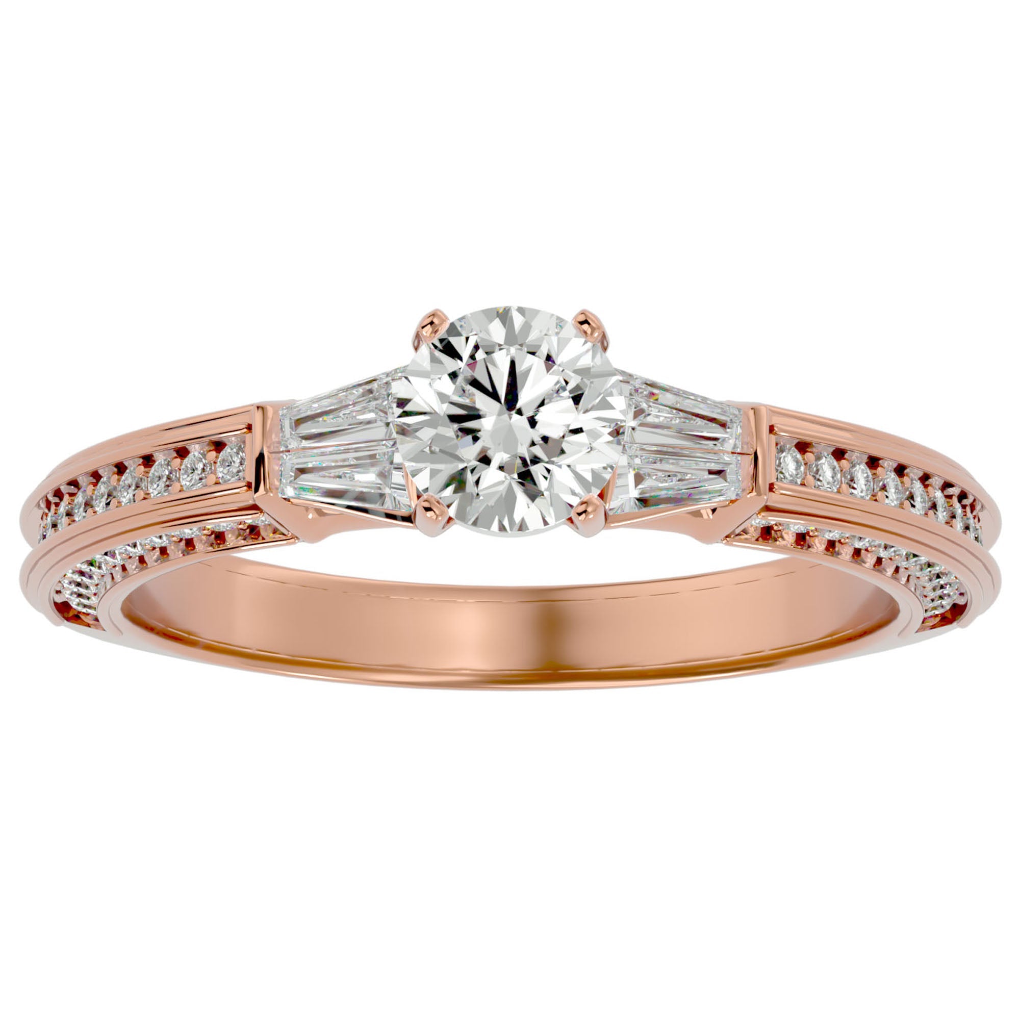 Inel De Logodnă Prestige Pavé cu Moissanite de 1.04 ct din 18k Aur Roz - Castelo.ro