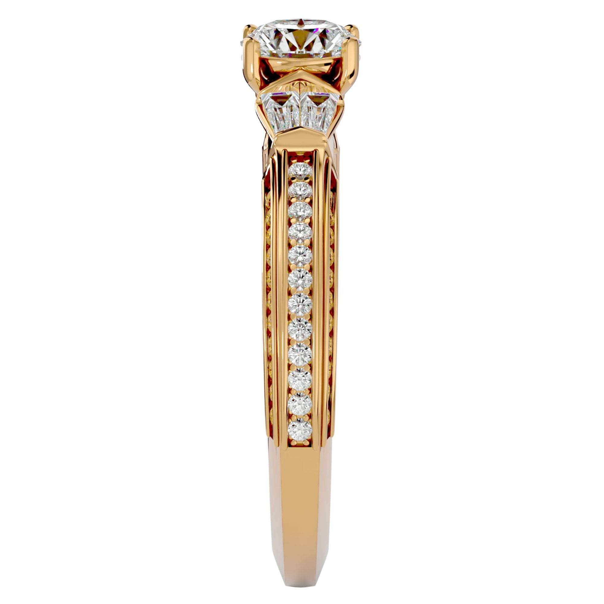 Inel De Logodnă Prestige Pavé cu Moissanite de 1.04 ct din 18k Aur Galben - Castelo.ro