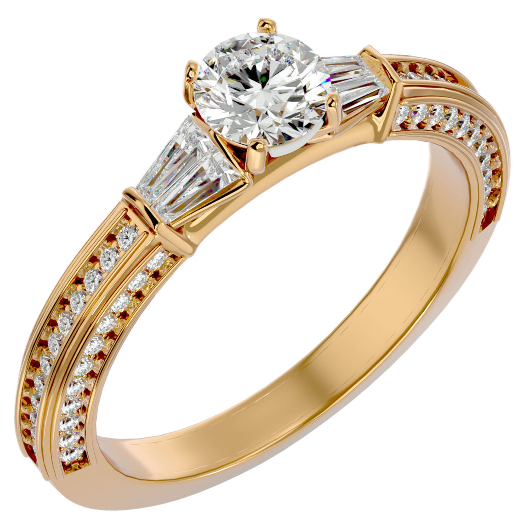 Inel De Logodnă Prestige Pavé cu Moissanite de 1.04 ct din 18k Aur Galben - Castelo.ro