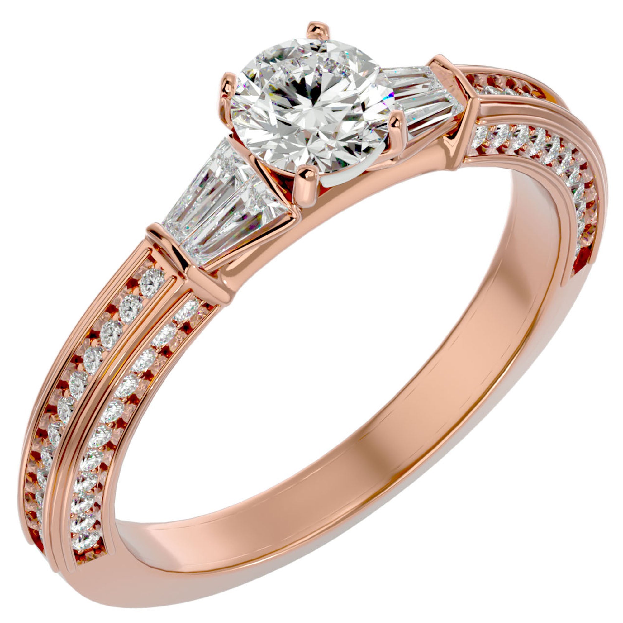 Inel De Logodnă Prestige Pavé cu Moissanite de 1.04 ct din 18k Aur Roz - Castelo.ro