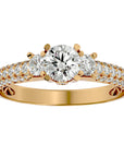 Inel De Logodnă Monaco Pavé cu Moissanite de 1.05 ct din 18k Aur Galben - Castelo.ro