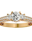 Inel De Logodnă Monaco Pavé din Aur 14k cu Moissanite de 1.05 ct din 14k Aur Galben - Castelo.ro