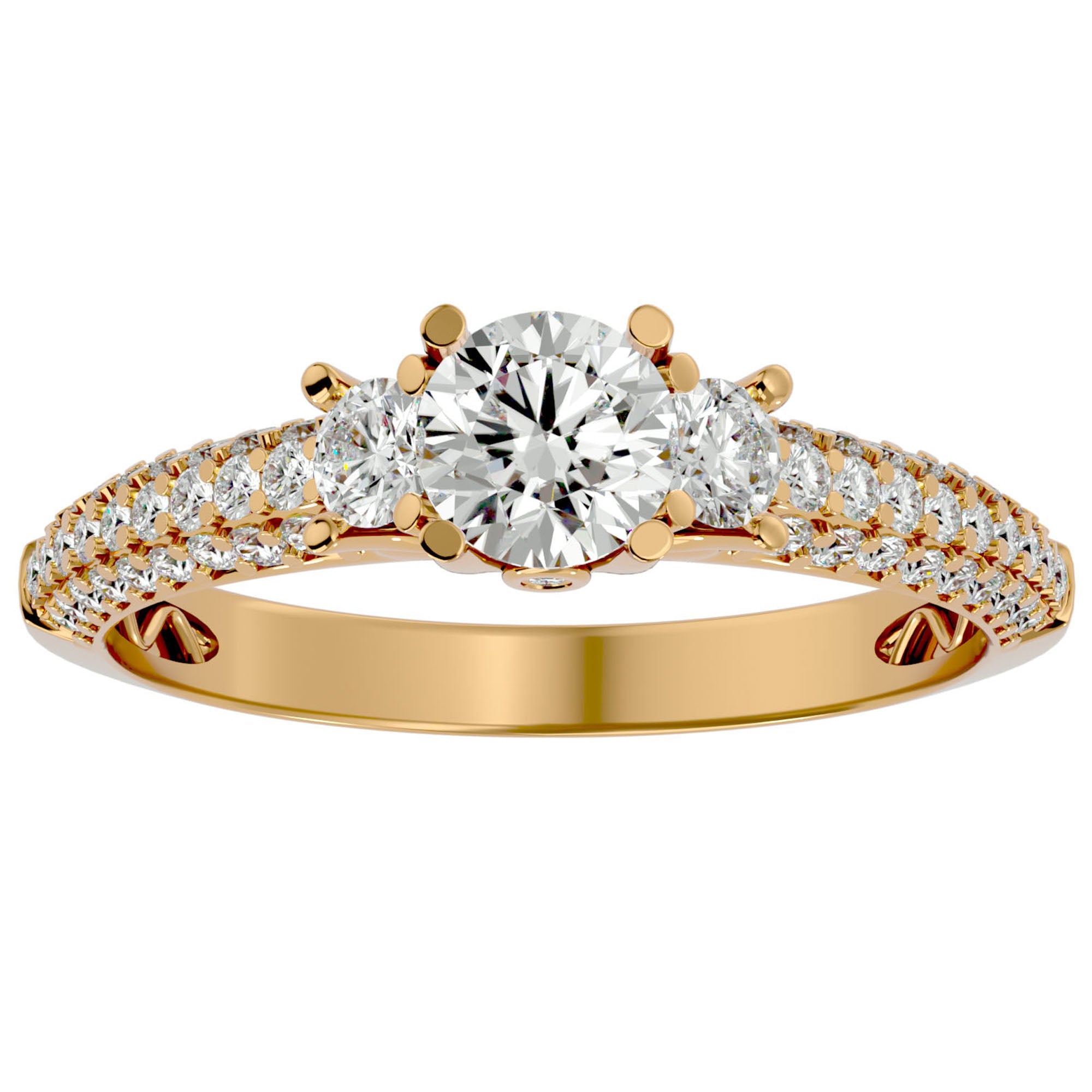 Inel De Logodnă Monaco Pavé cu Diamante Create în Laborator de 1.05 ct din 18k Aur Galben - Castelo.ro