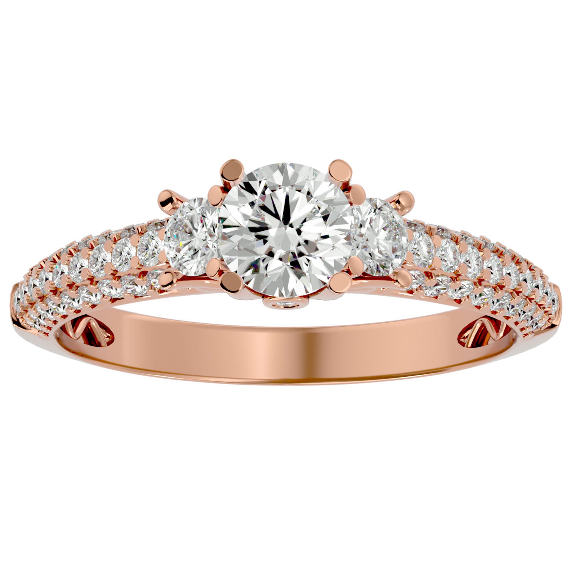 Inel De Logodnă Monaco Pavé cu Moissanite de 1.05 ct din 18k Aur Roz - Castelo.ro