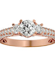 Inel De Logodnă Monaco Pavé din Aur 14k cu Moissanite de 1.05 ct din 14k Aur Roz - Castelo.ro